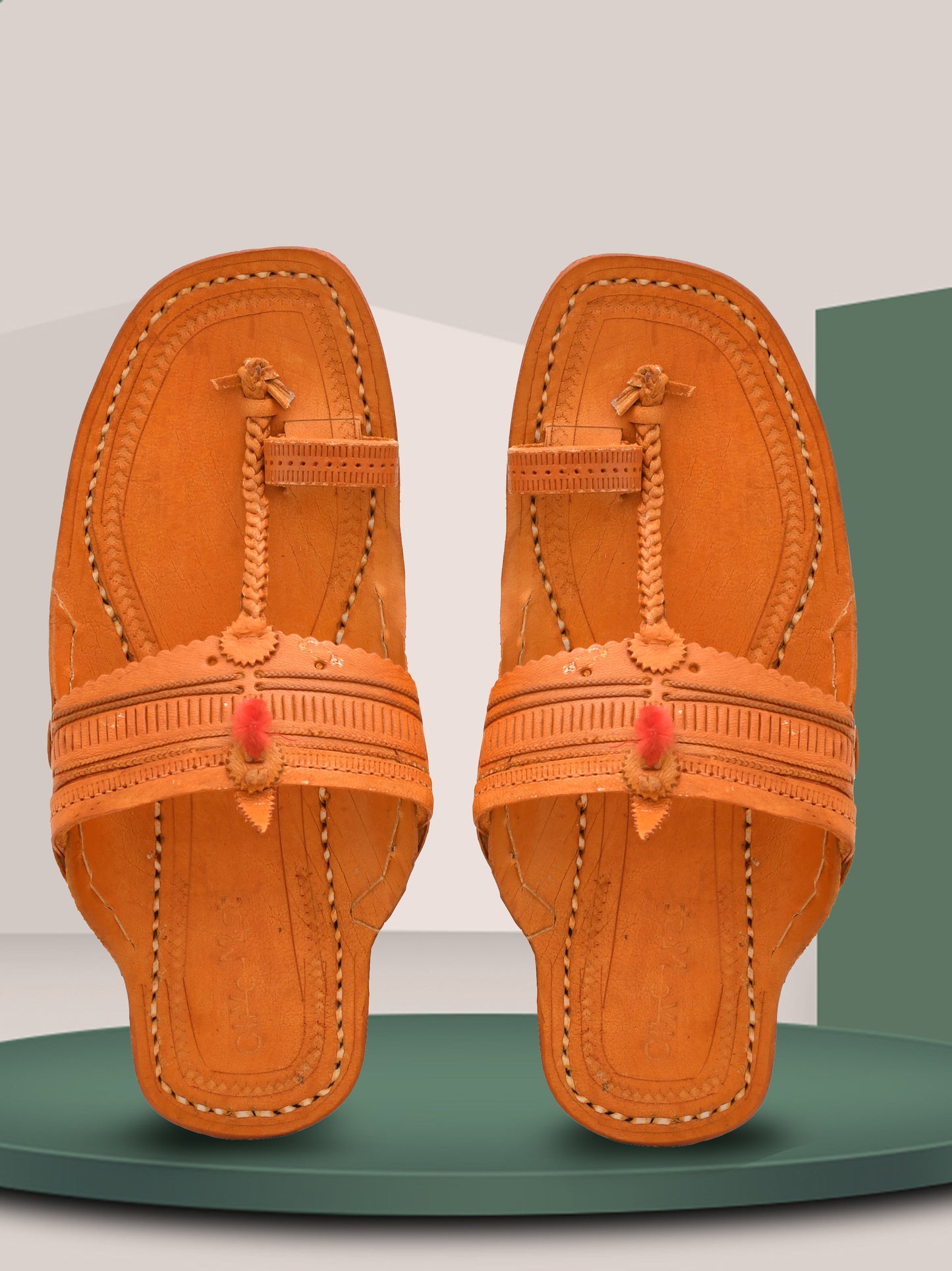 Men Leather Ethnic Kolhapuris Comfort Sandals (OMKP-026-BROWN)