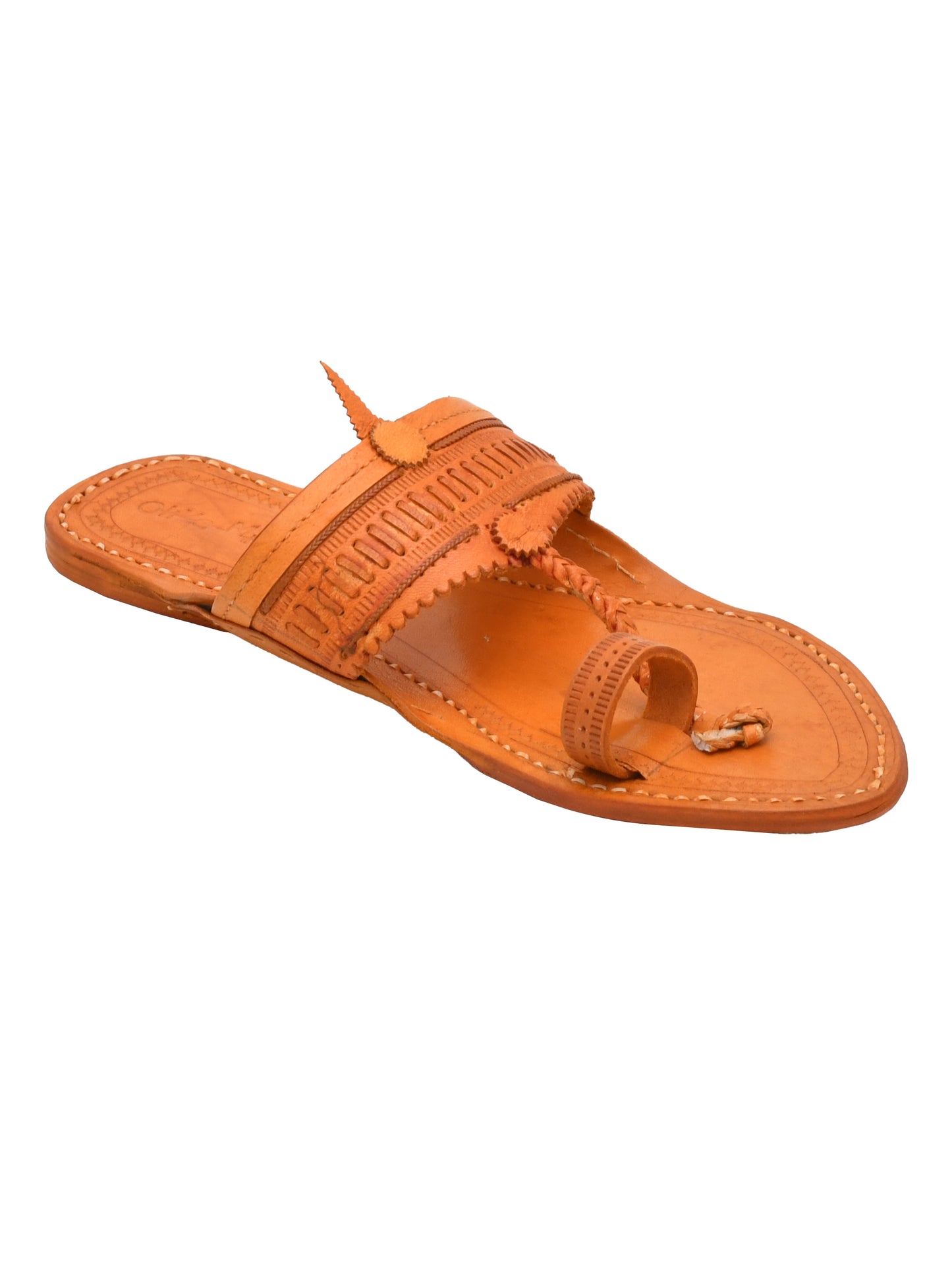 Men Leather Ethnic Kolhapuris Comfort Sandals (OMKP-022-BROWN)