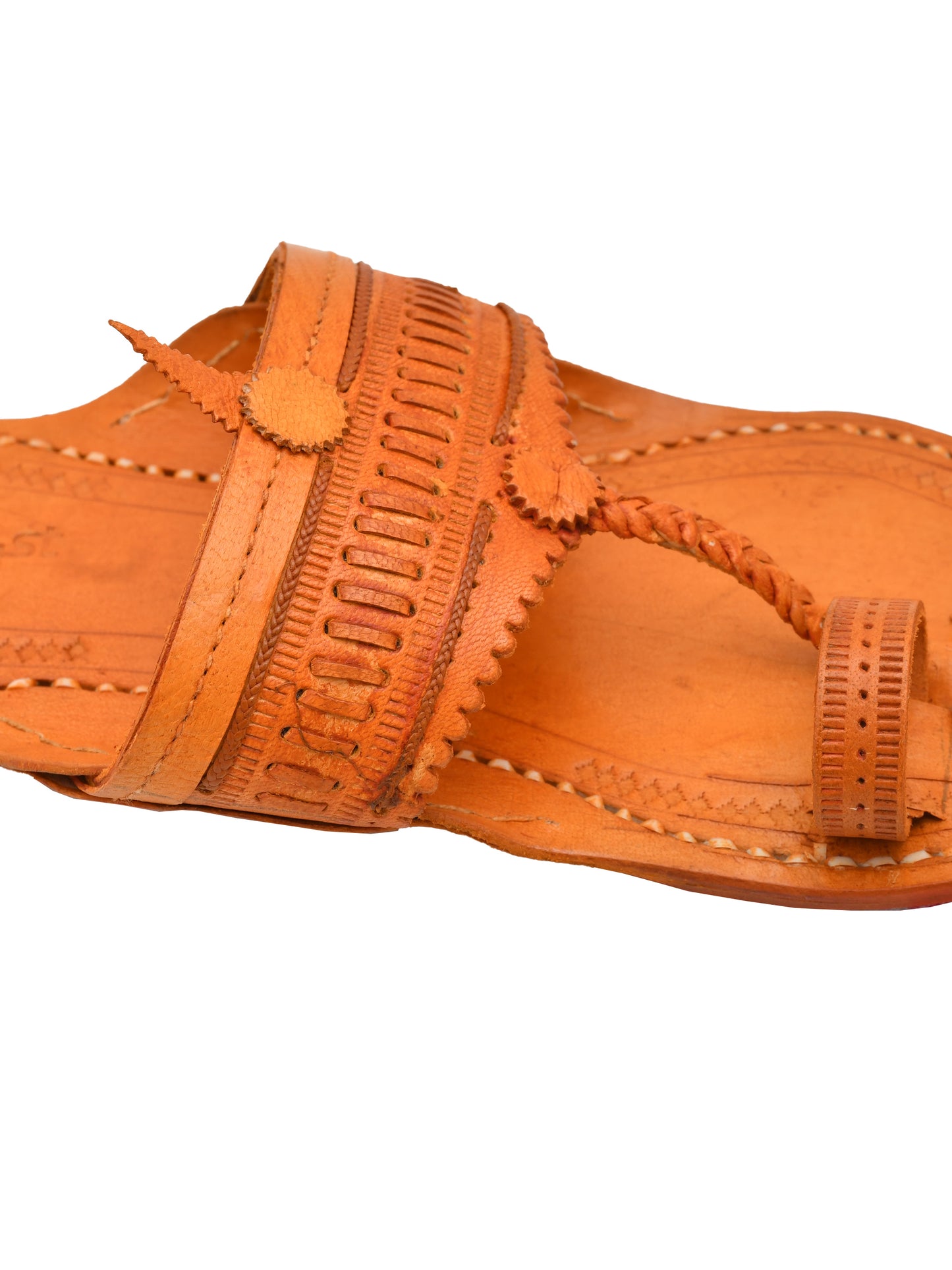 Men Leather Ethnic Kolhapuris Comfort Sandals (OMKP-022-BROWN)