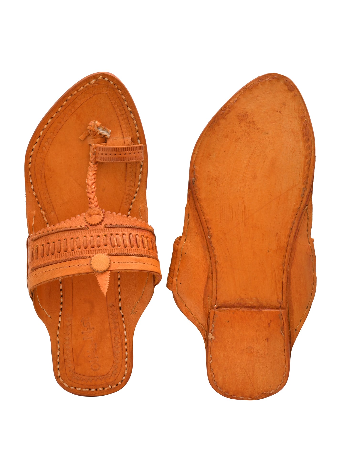 Men Leather Ethnic Kolhapuris Comfort Sandals (OMKP-022-BROWN)