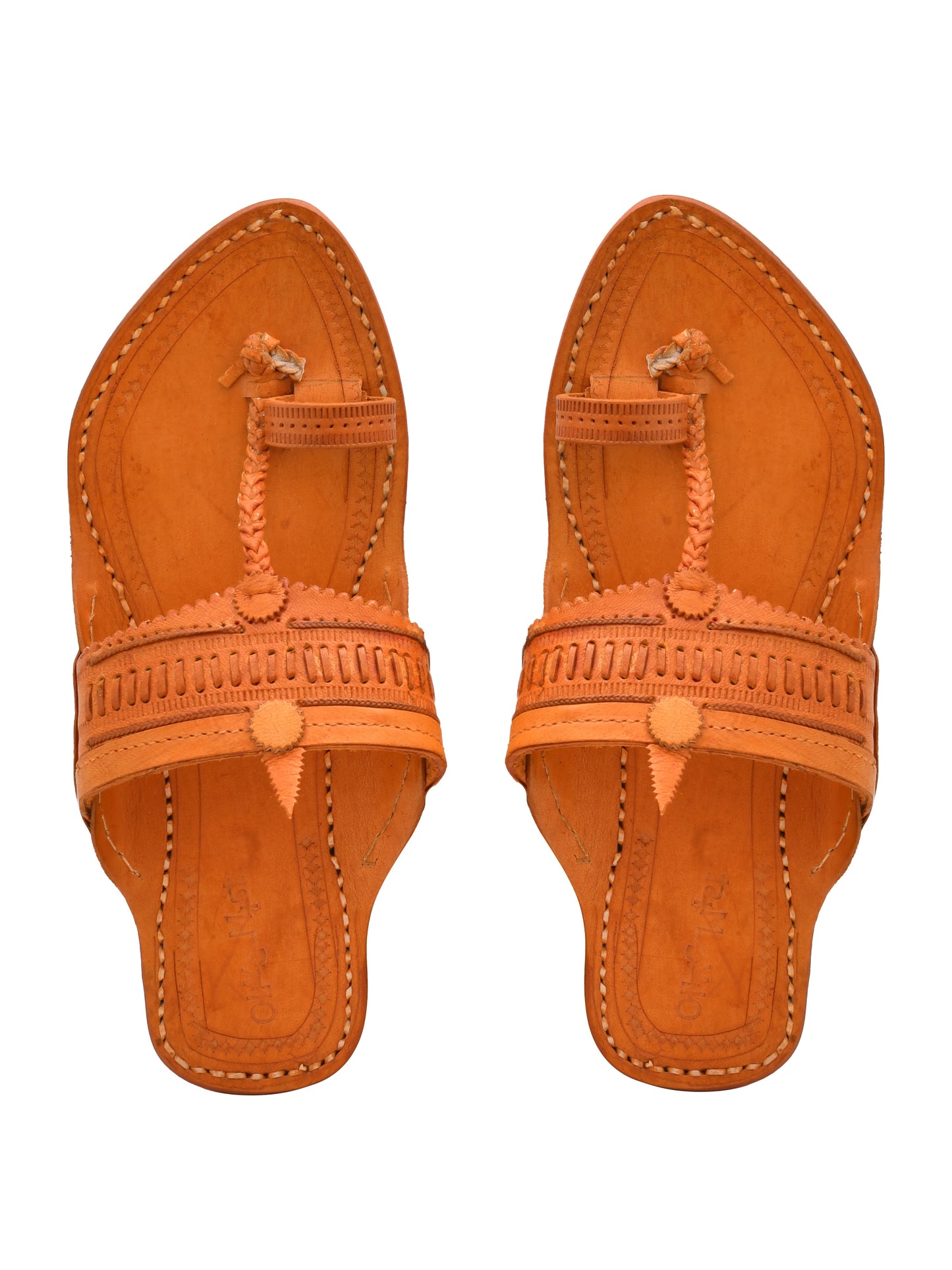 Men Leather Ethnic Kolhapuris Comfort Sandals (OMKP-022-BROWN)