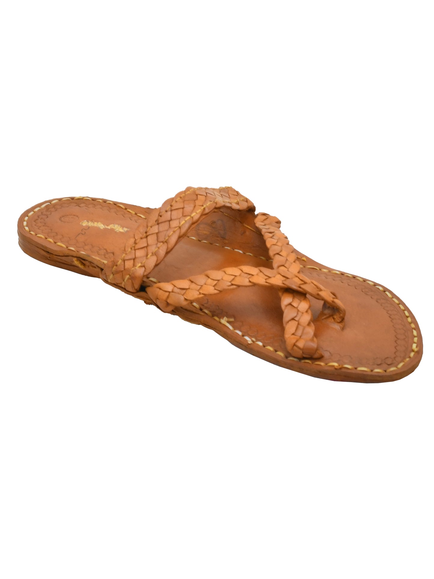 Men Leather Ethnic Kolhapuris Comfort Sandals (OMKP-019-BROWN)