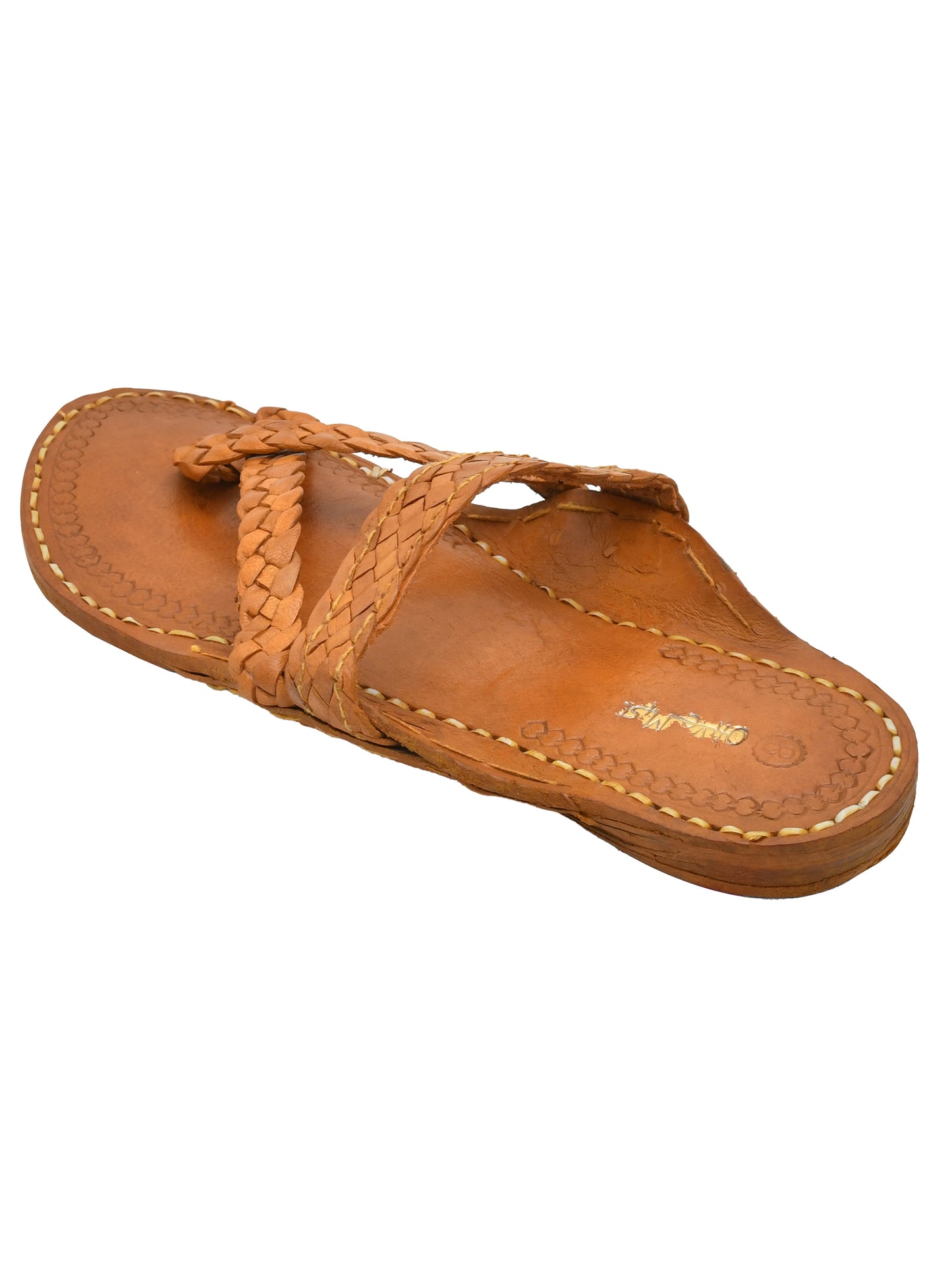 Men Leather Ethnic Kolhapuris Comfort Sandals (OMKP-019-BROWN)