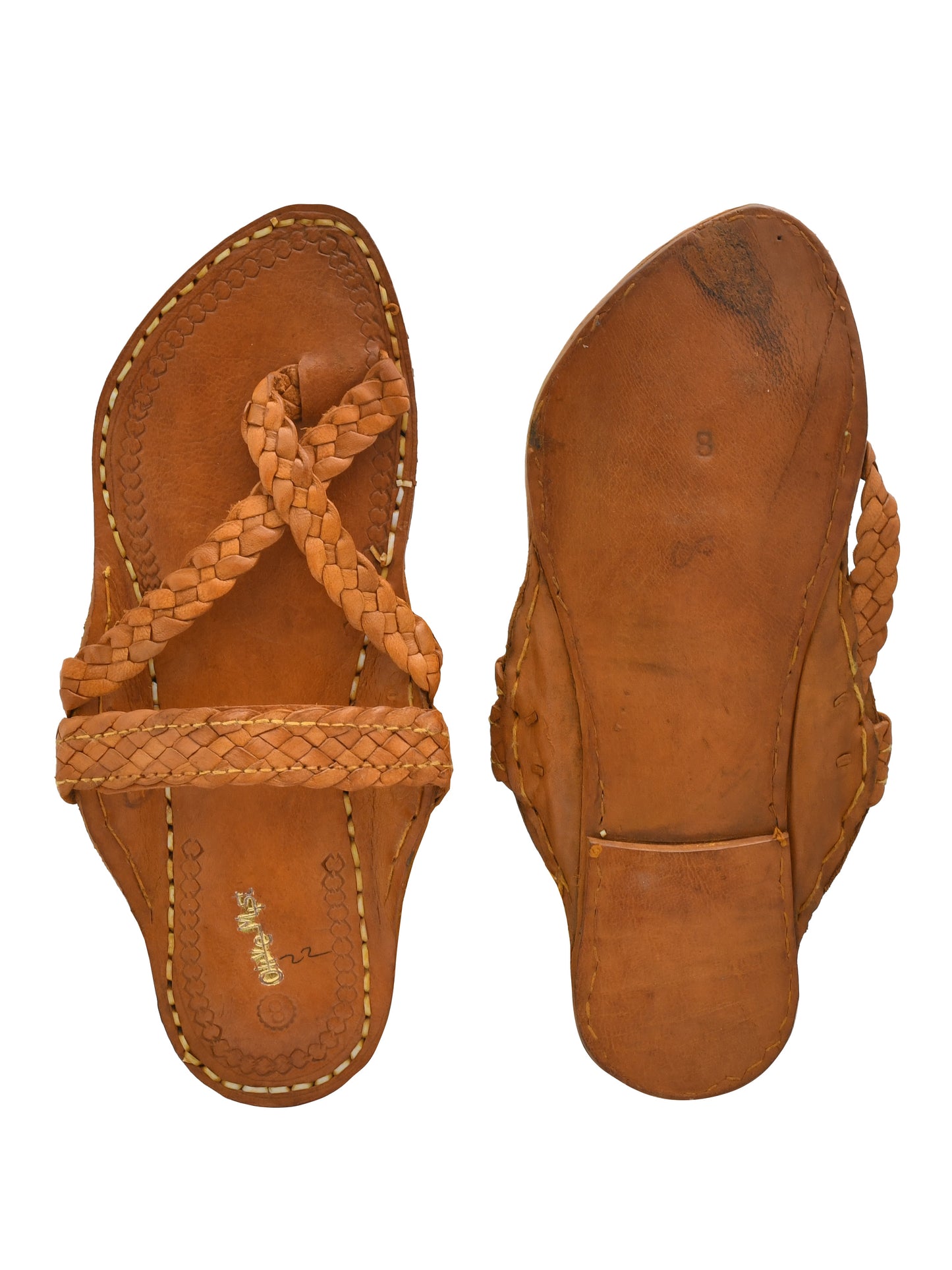 Men Leather Ethnic Kolhapuris Comfort Sandals (OMKP-019-BROWN)