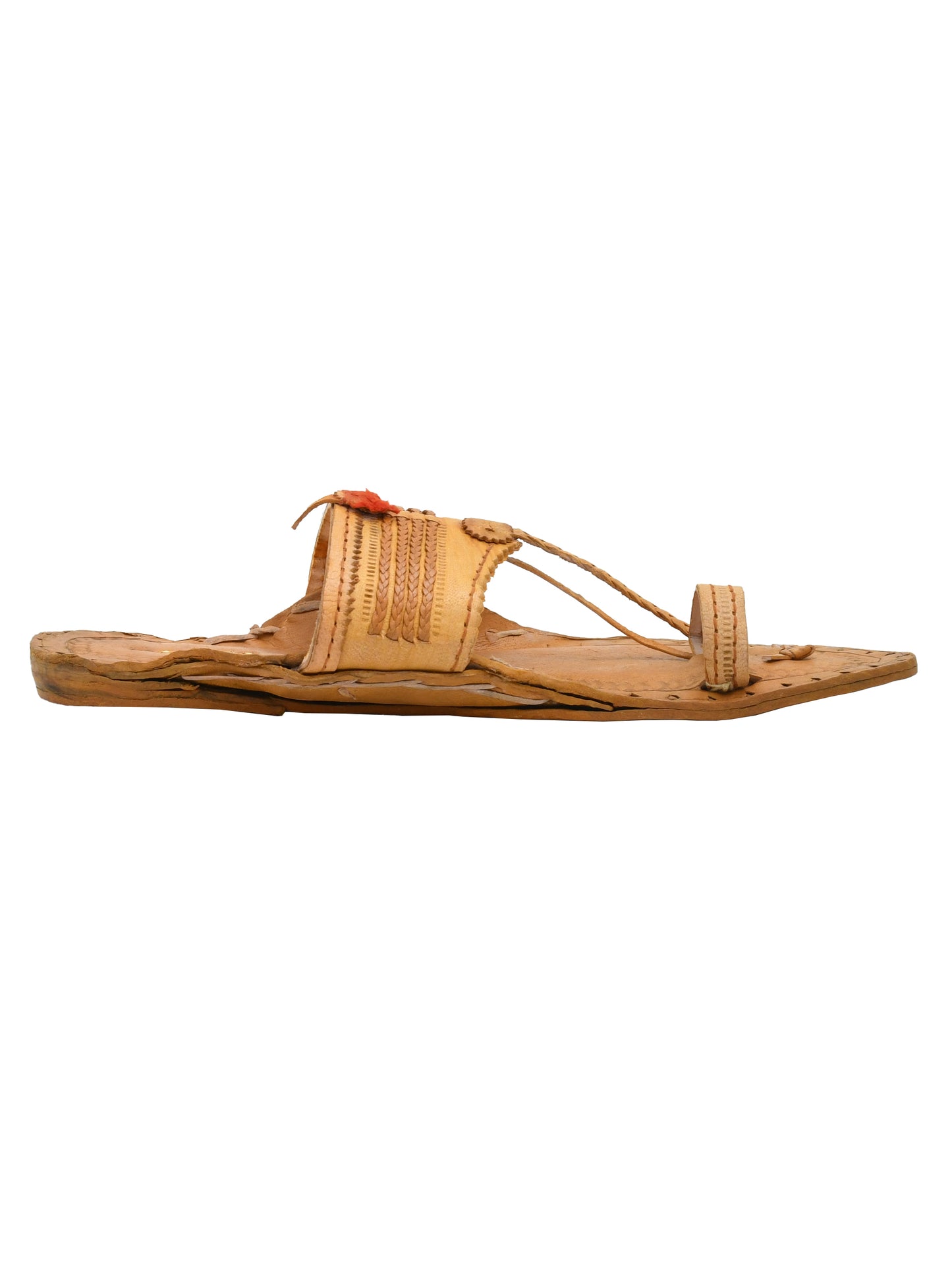 Men Leather Ethnic Kolhapuris Comfort Sandals (OMKP-020-TAN)