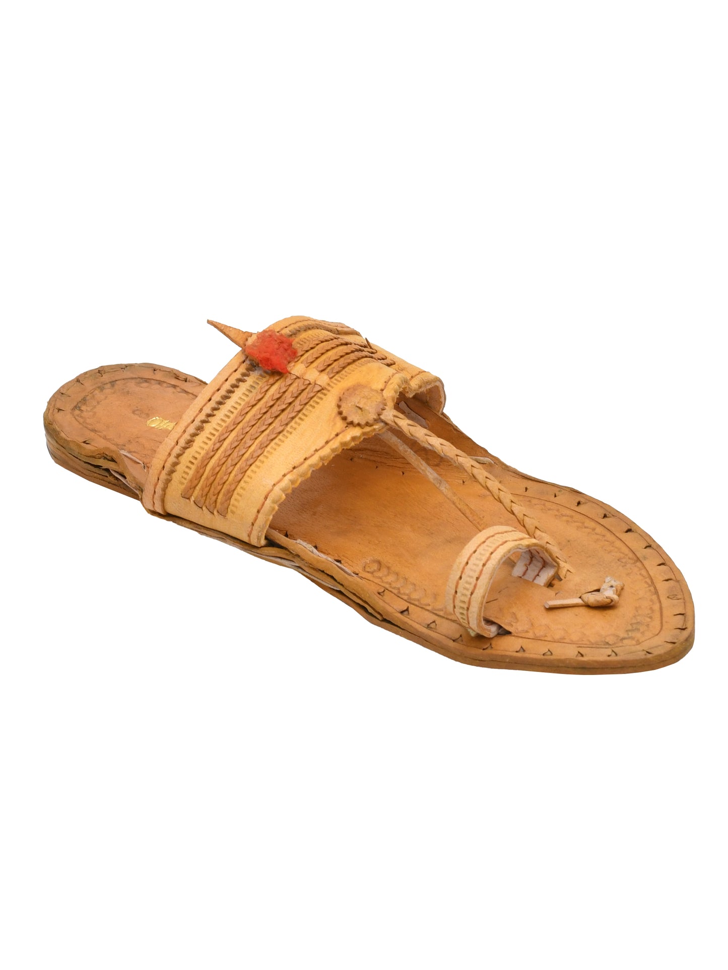 Men Leather Ethnic Kolhapuris Comfort Sandals (OMKP-020-TAN)