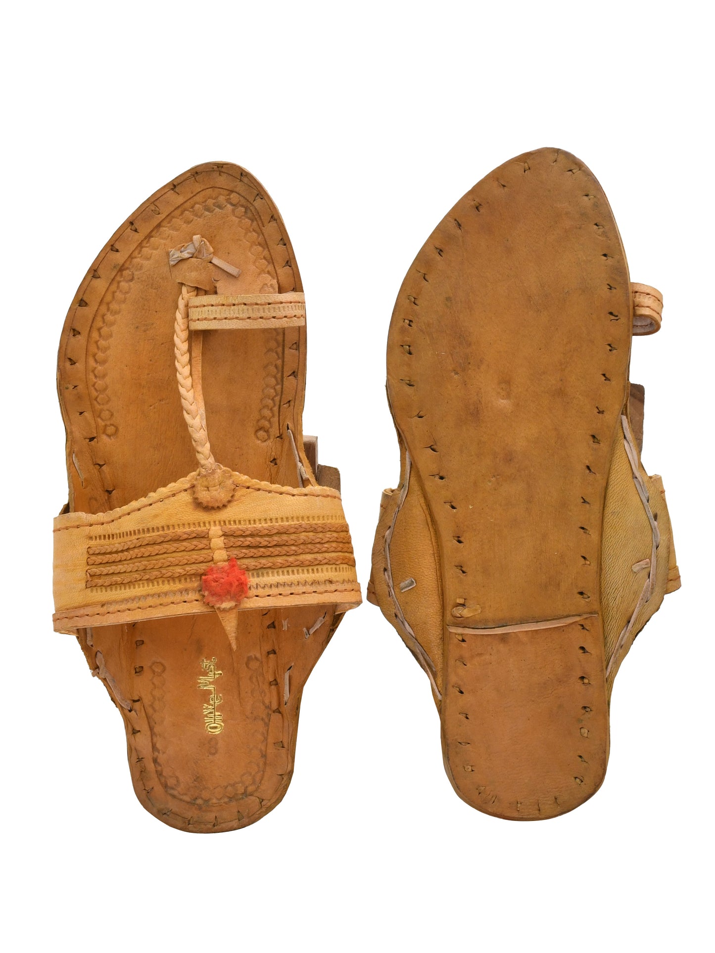 Men Leather Ethnic Kolhapuris Comfort Sandals (OMKP-020-TAN)