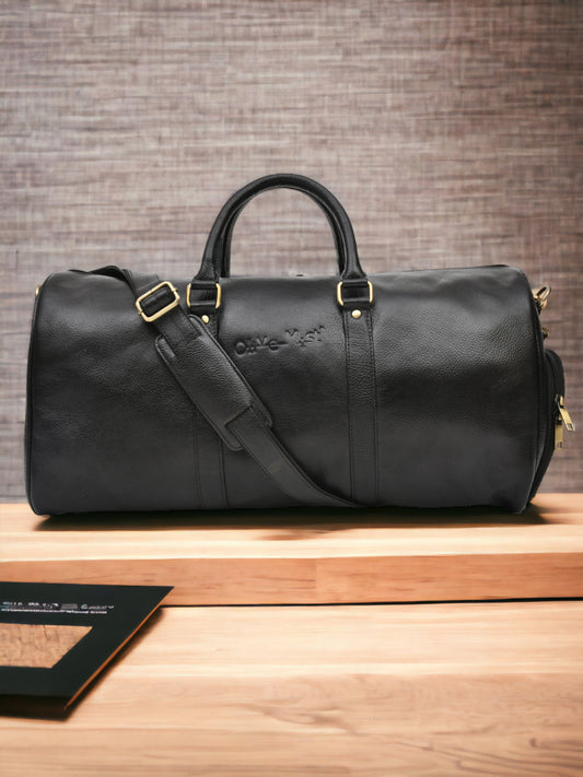 Genuine Leather Duffel Bag (OMDB-029-BLACK)