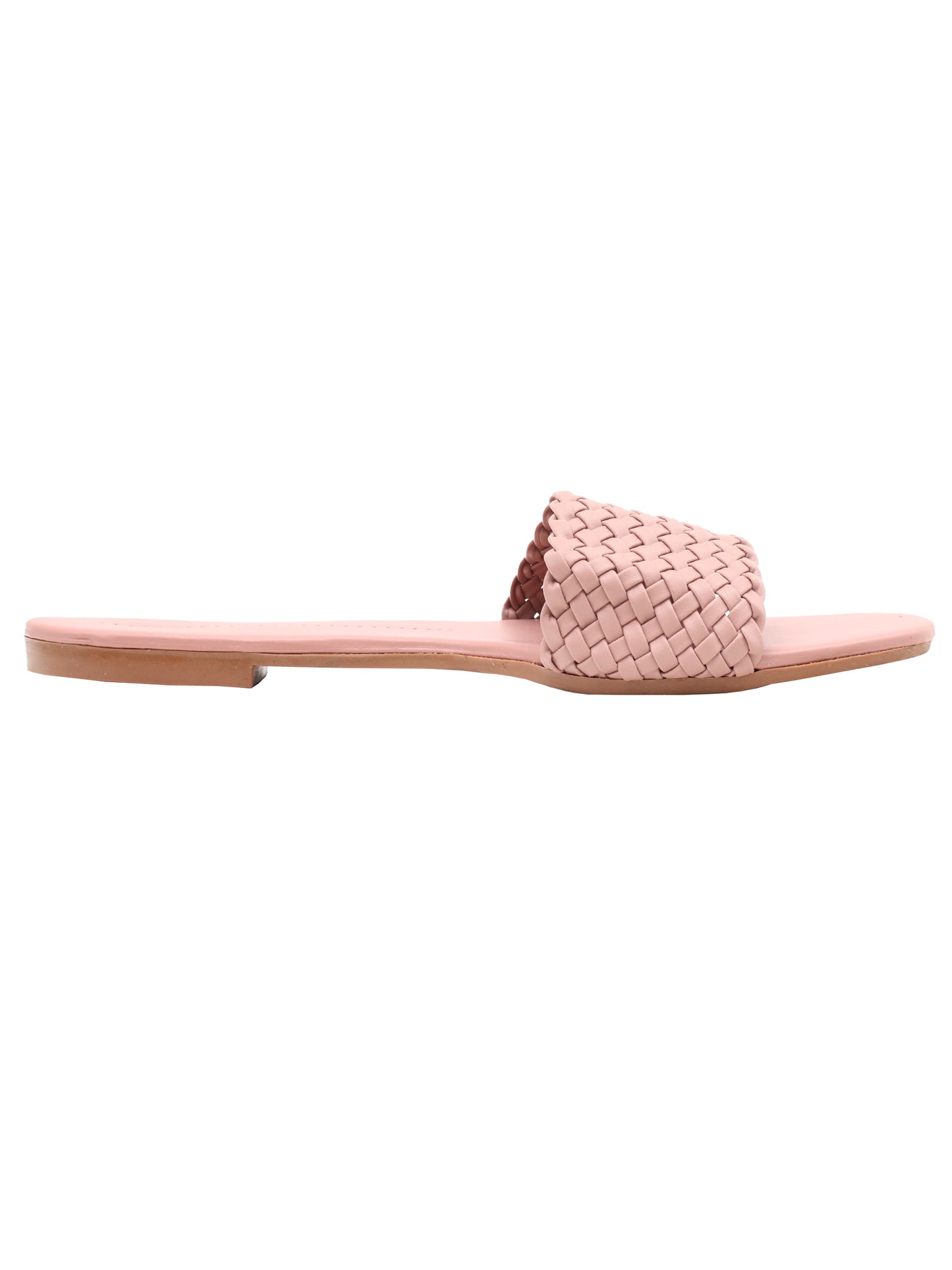 Women Woven Design Open Toe Flats (OMFLT-005-PINK)