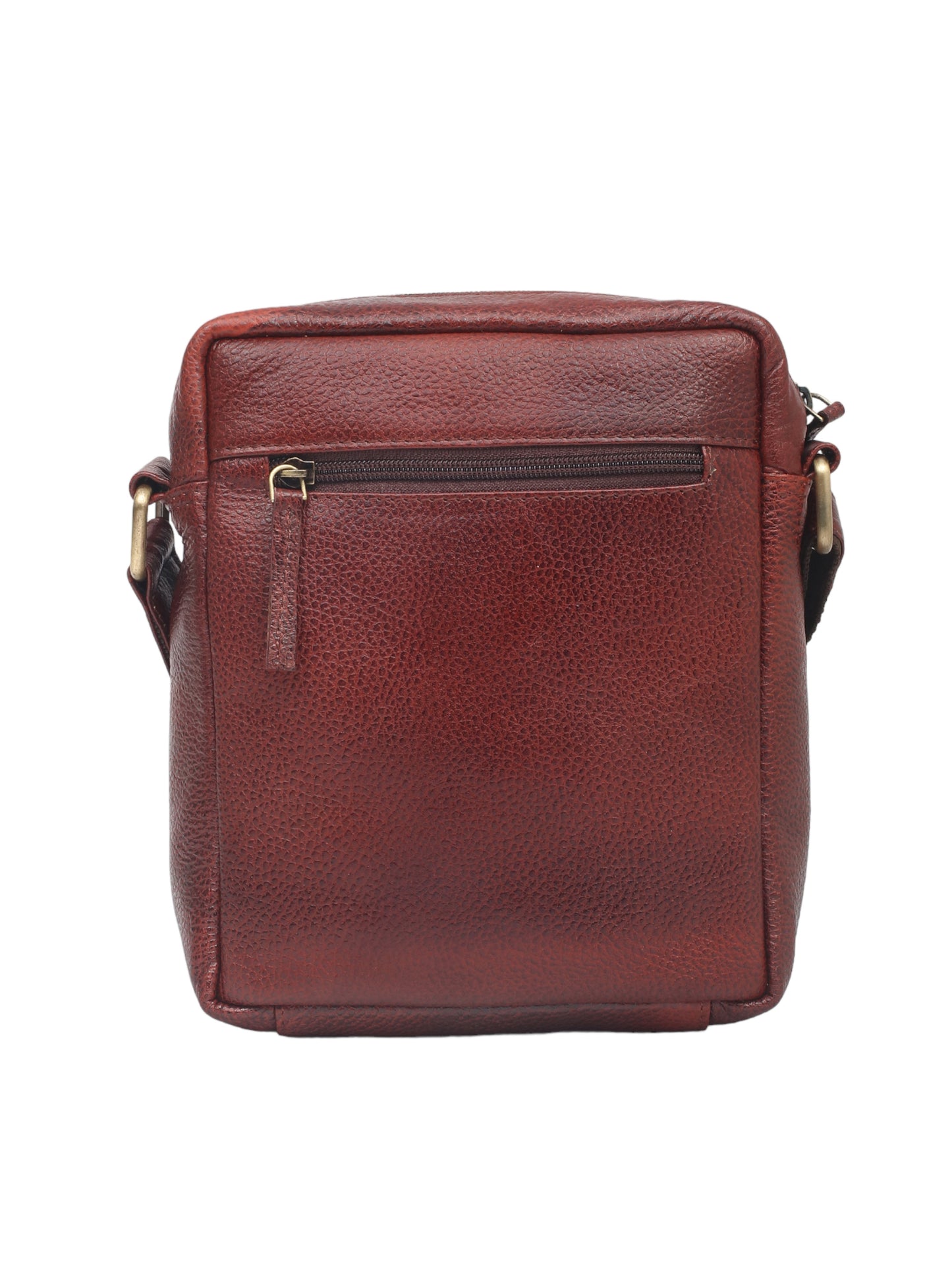 Unisex Brown Leather Messenger Bag for Travel (OMMB-034-B-BROWN)