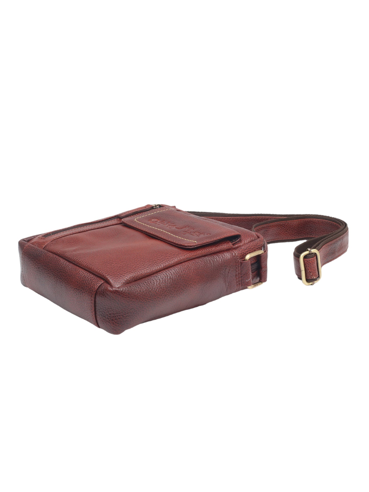 Unisex Brown Leather Messenger Bag for Travel (OMMB-034-B-BROWN)