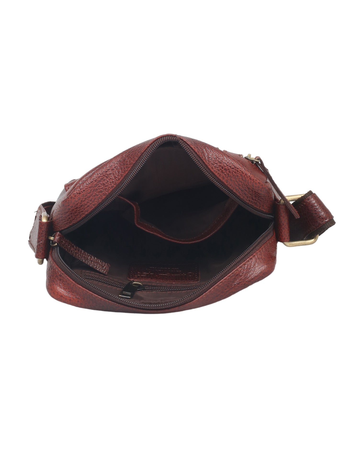 Unisex Brown Leather Messenger Bag for Travel (OMMB-034-B-BROWN)