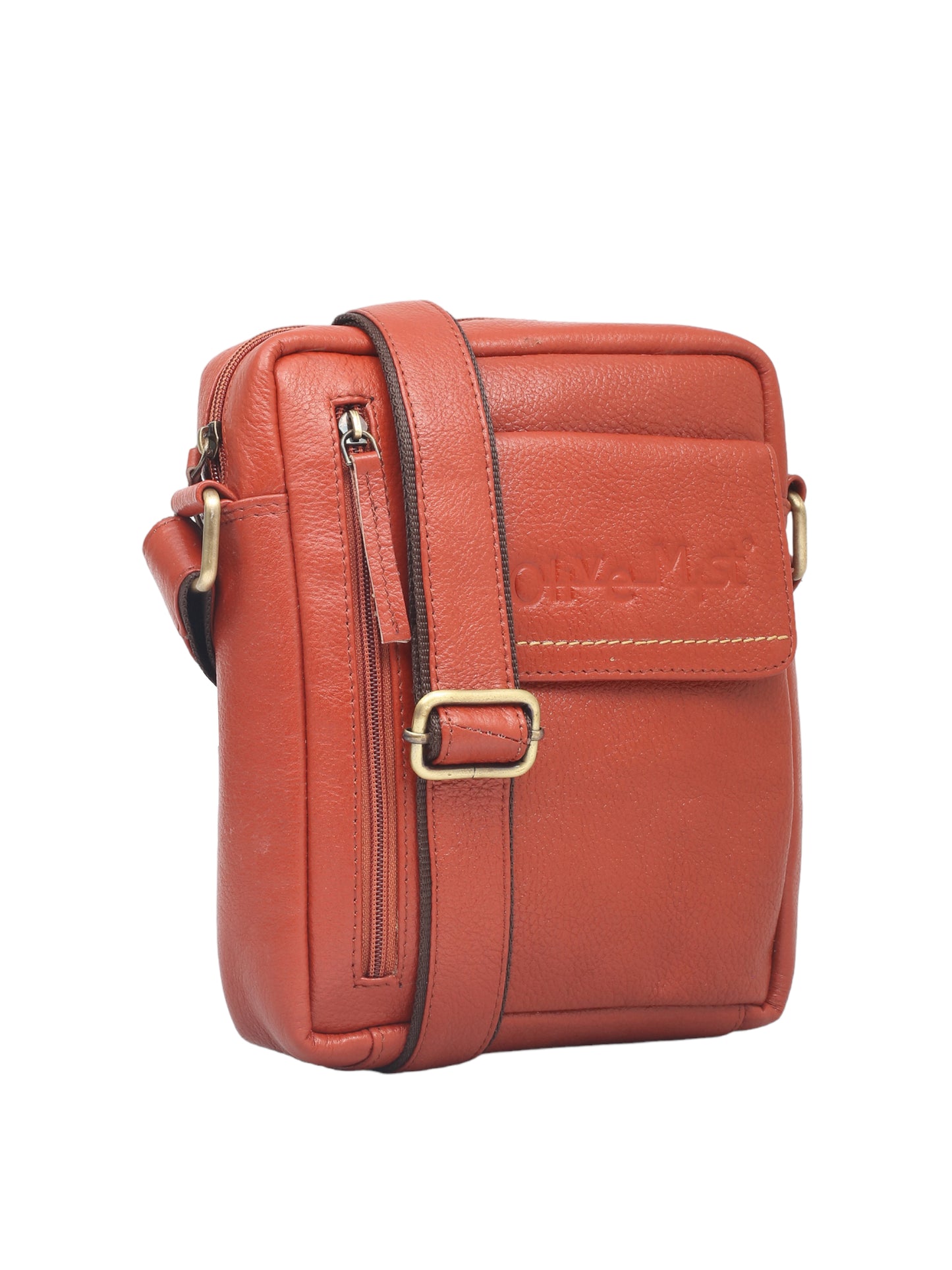 Unisex Tan Leather Messenger Bag for Travel (OMMB-034-TAN)