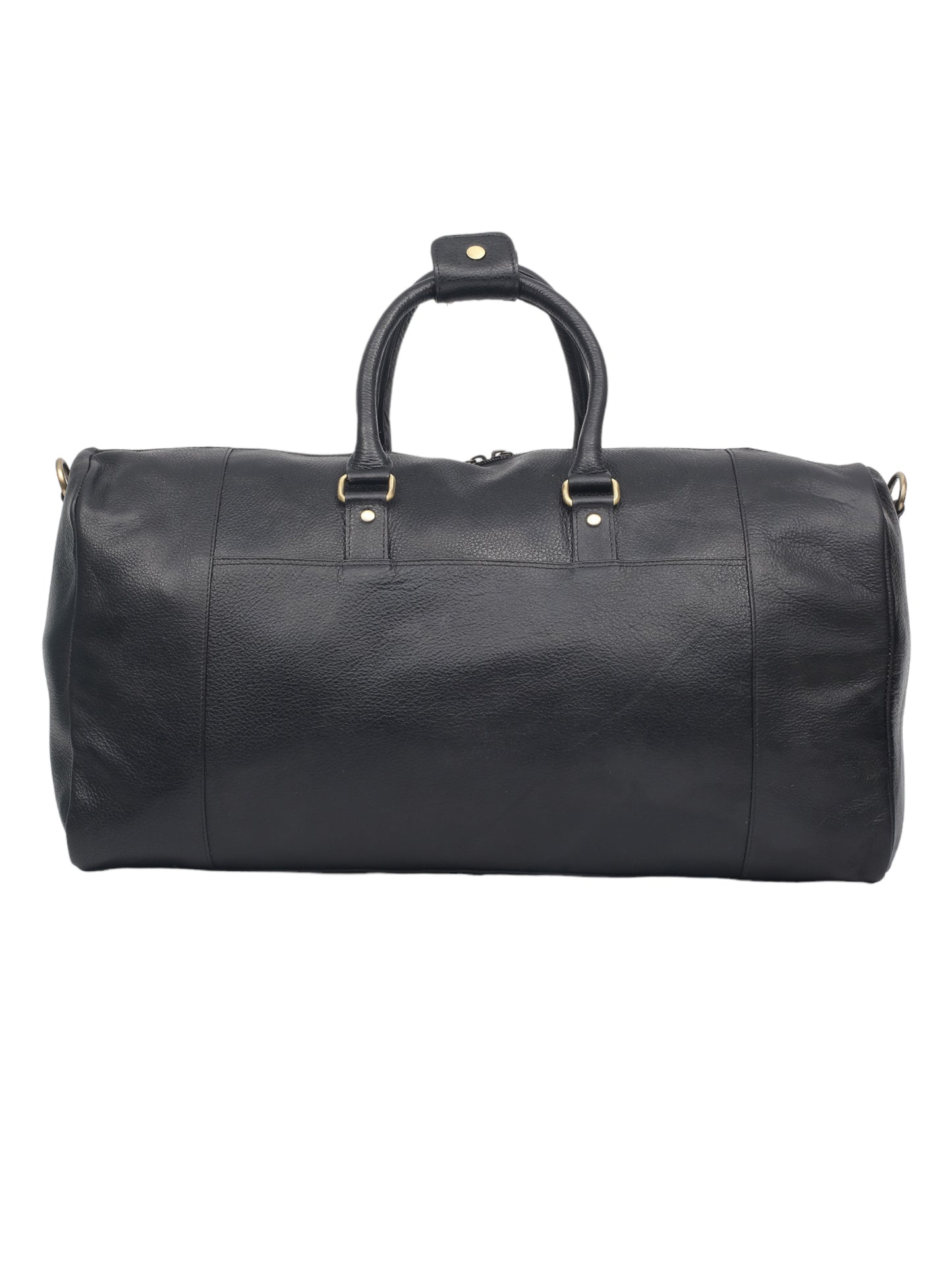 Black Textured Genuine Leather Duffel Bag Cabin Size (OMDB-032-BLACK)