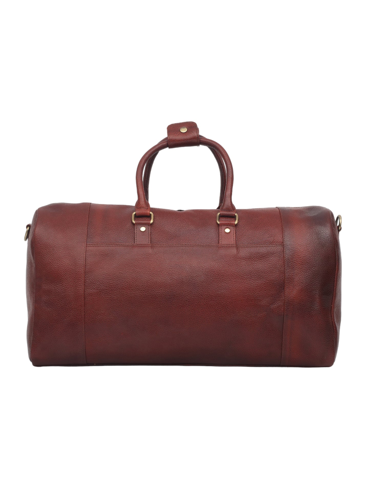 Brown Textured Genuine Leather Duffel Bag Cabin Size (OMDB-032-B-BROWN)