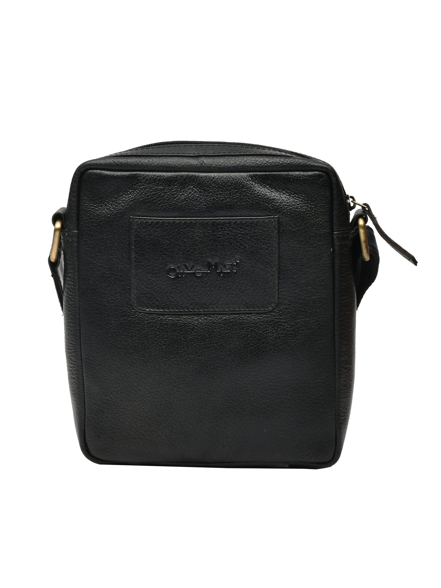 Unisex Black Leather Messenger Bag for Travel (OMMB-035-BLACK)