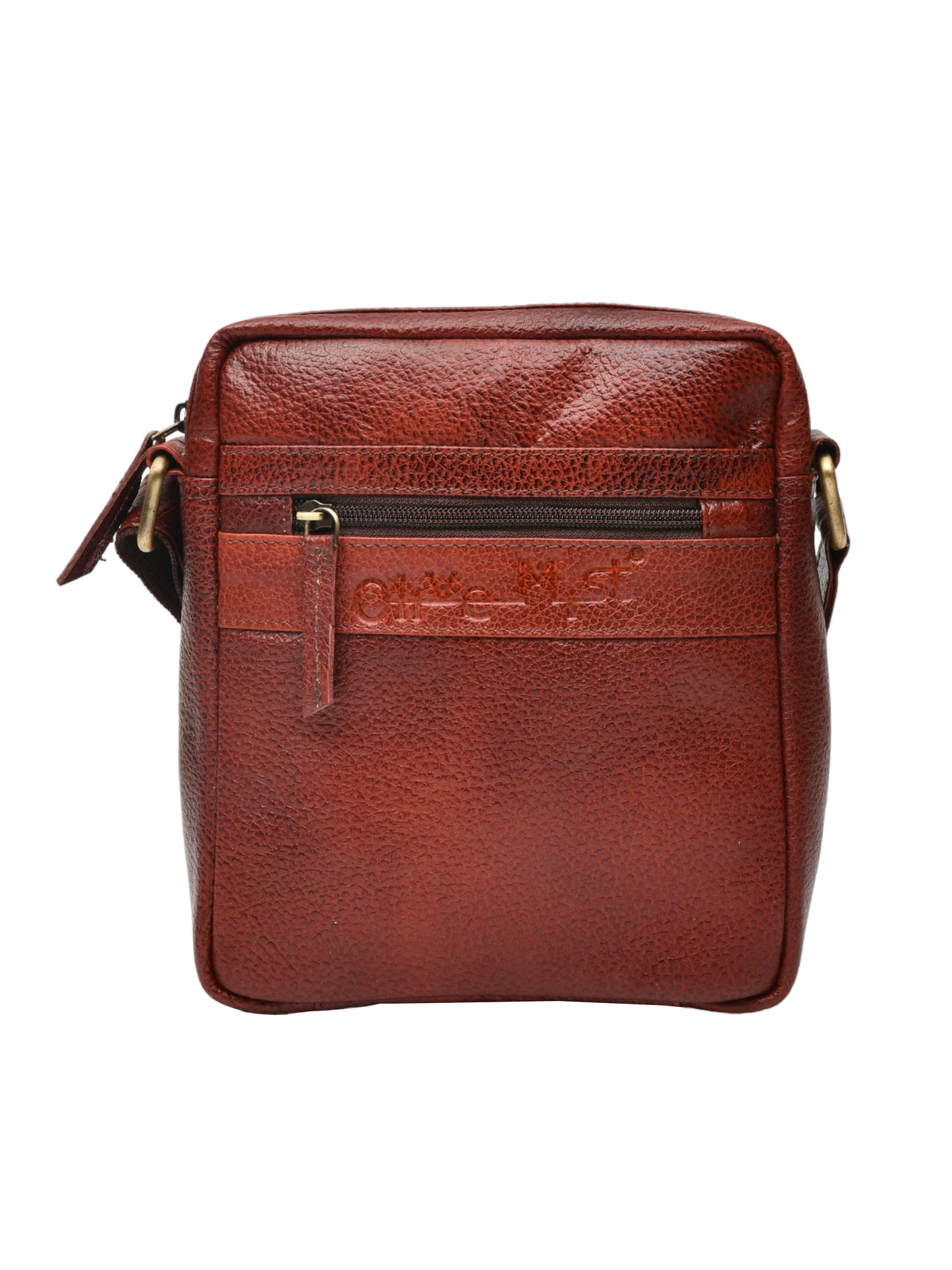 Unisex Brown Leather Messenger Bag for Travel (OMMB-035-B-BROWN)