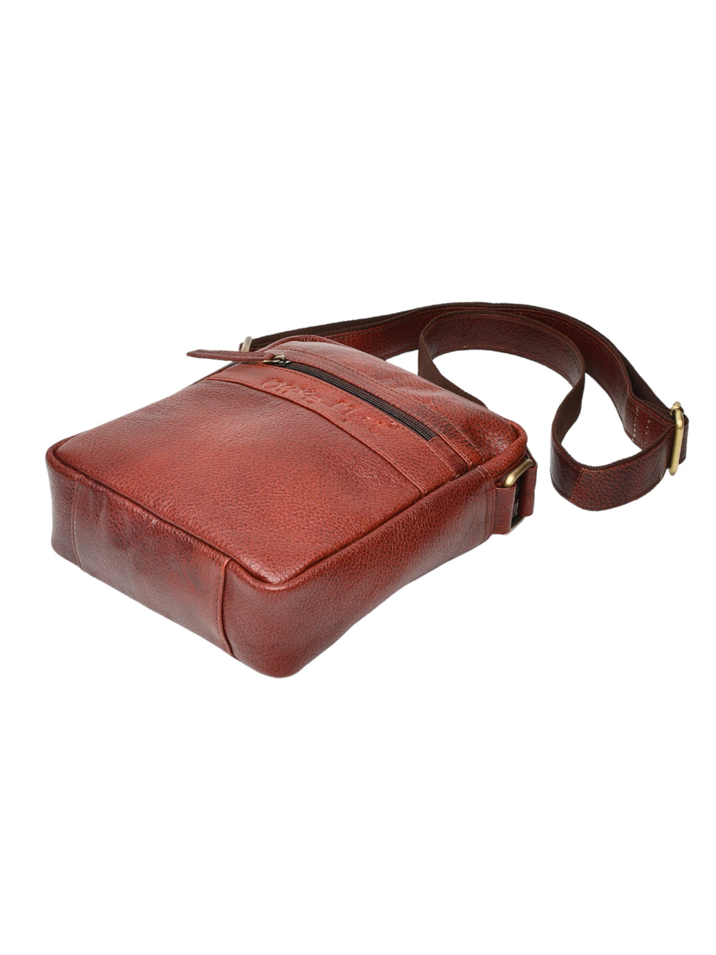 Unisex Brown Leather Messenger Bag for Travel (OMMB-035-B-BROWN)