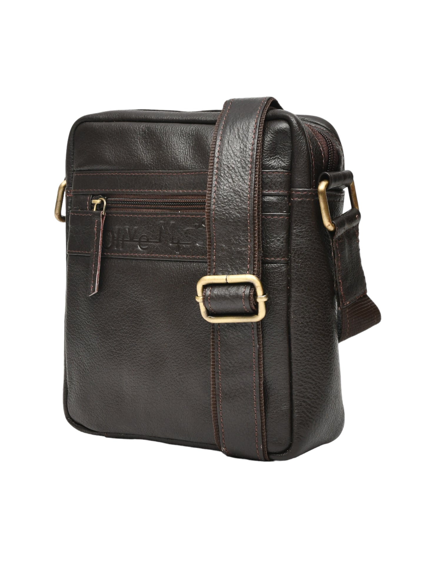 Unisex Brown Genuine Leather Messenger Bag for Bikers (OMMB-035-C-BROWN)