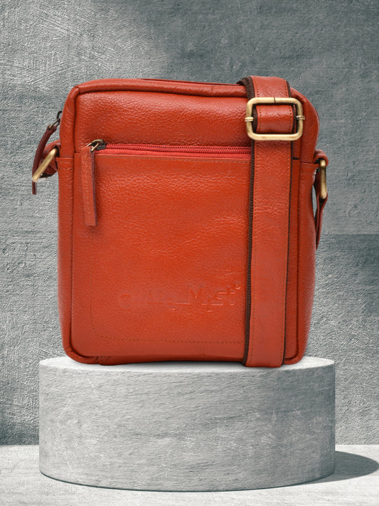 Unisex Leather Messenger Bag (OMMB-033-TAN)