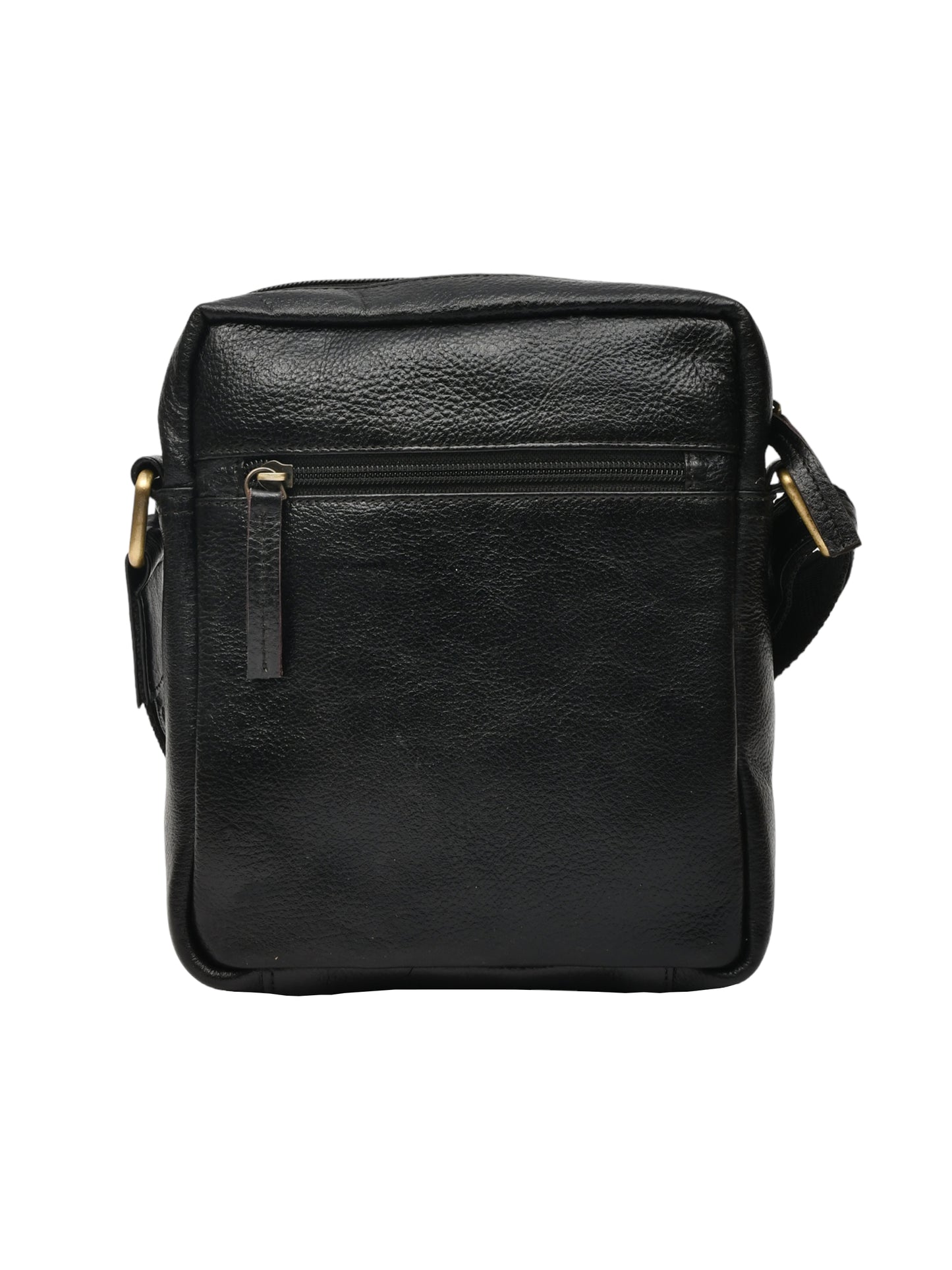 Unisex Black Leather Messenger Bag for Travel (OMMB-033-BLACK)