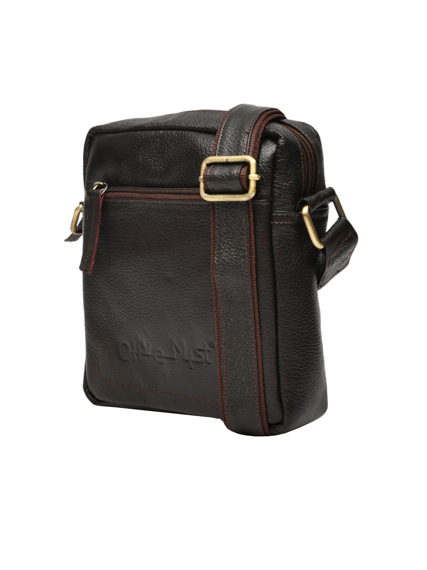 Unisex Brown Leather Messenger Bag for Travel (OMMB-033-C-BROWN)