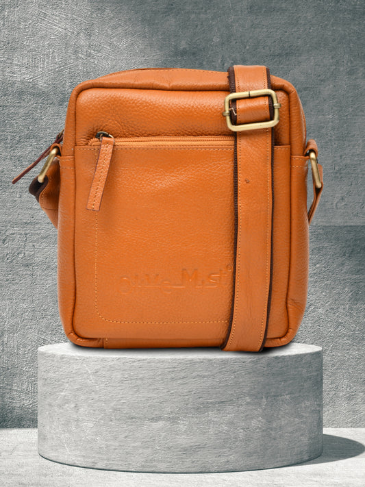Unisex Leather Messenger Bag (OMMB-033-MUSTARD)