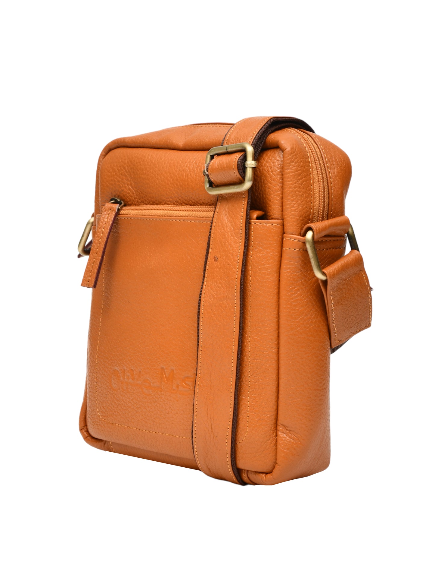 Unisex Mustard Leather Messenger Bag for Travel (OMMB-033-MUSTARD)