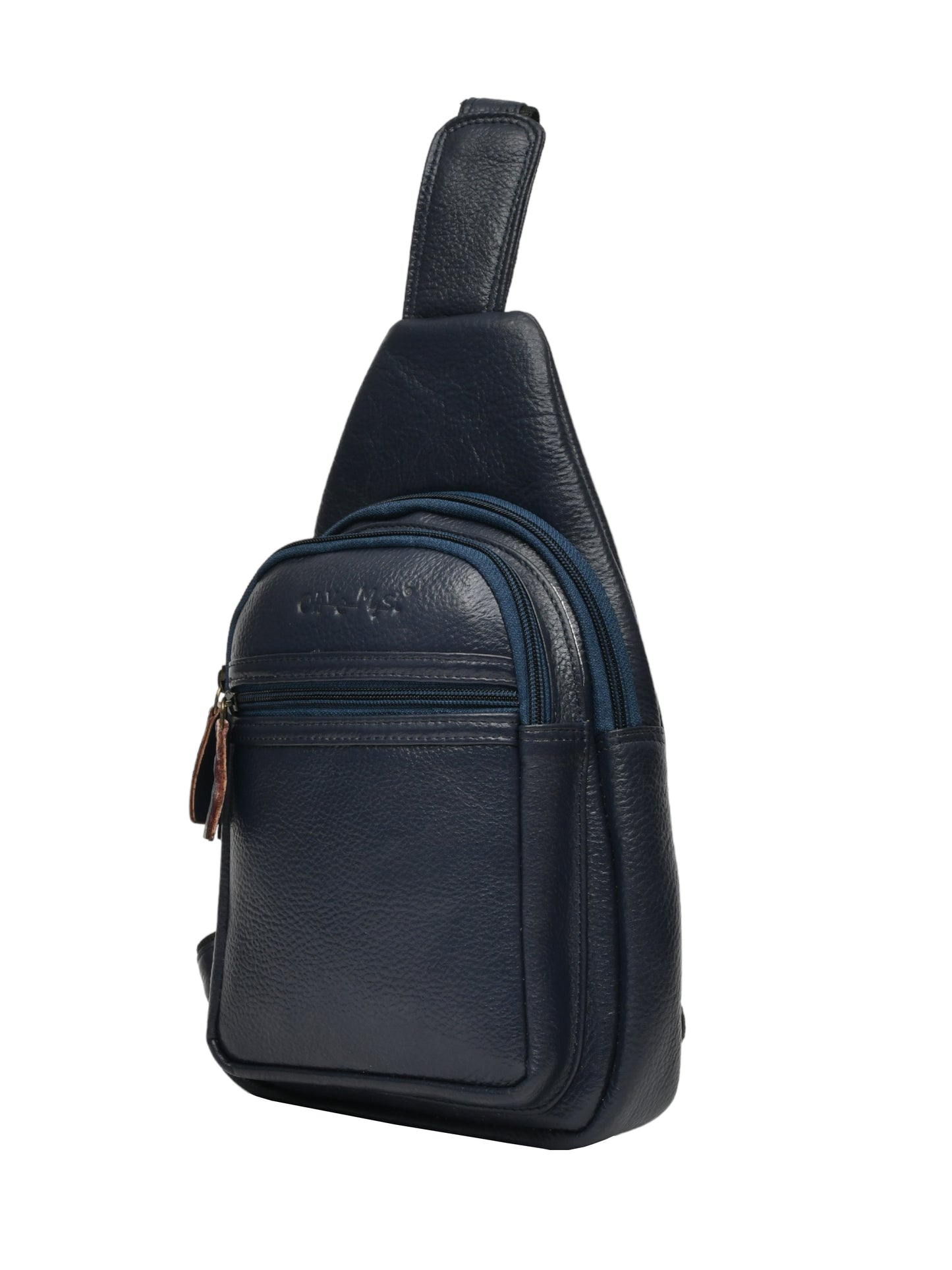 Textured Navy Blue Crossbody Leather Backpack (OMCB-036-BLUE)