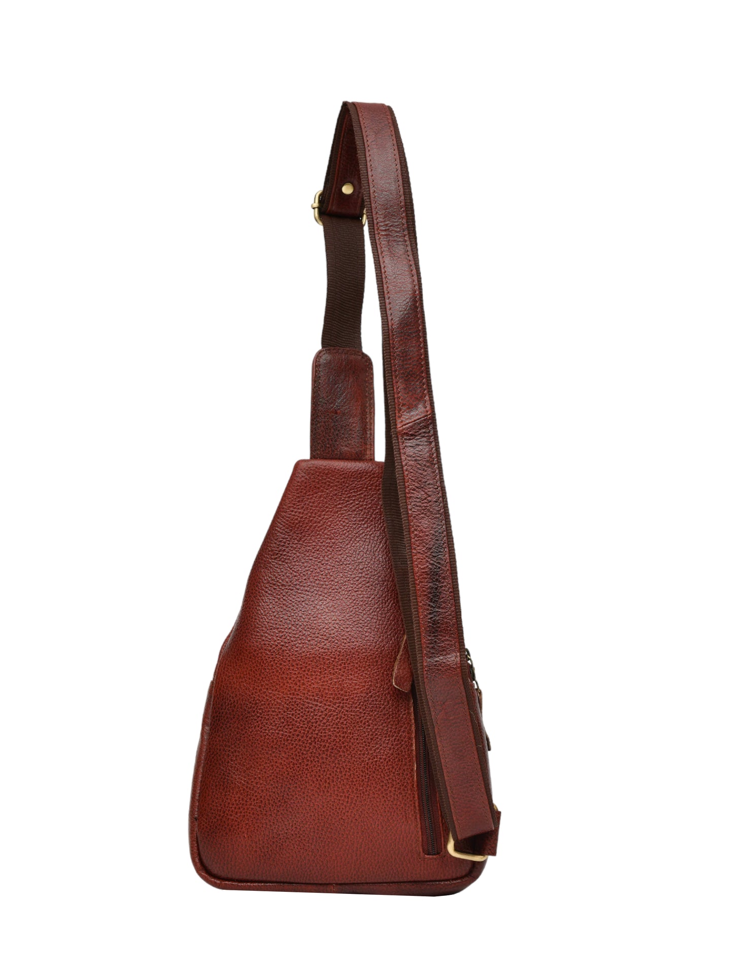 Textured Crossbody Leather Backpack (OMCB-036-B-BROWN)