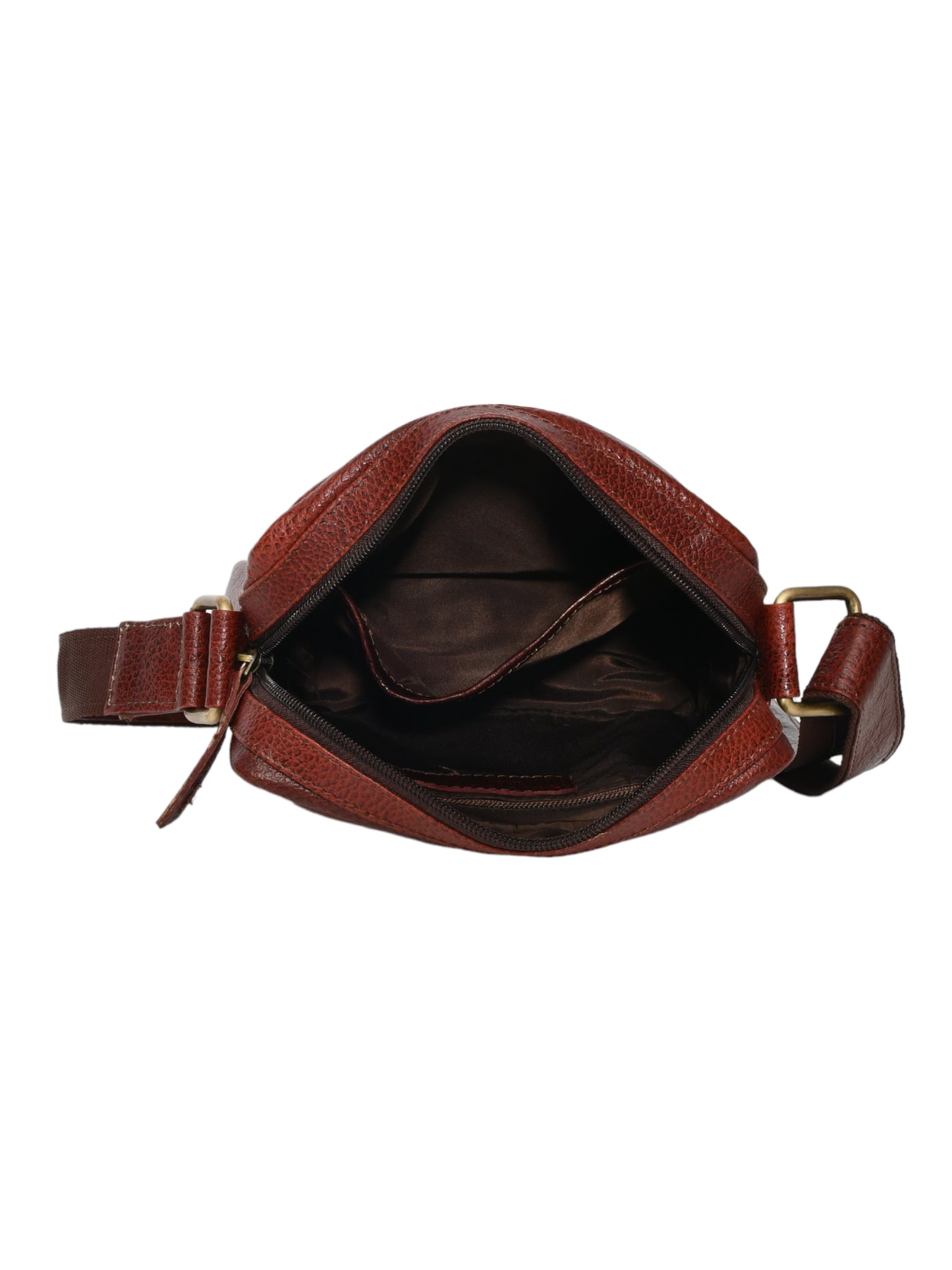 Unisex Brown Leather Messenger Bag for Travel (OMMB-035-B-BROWN)