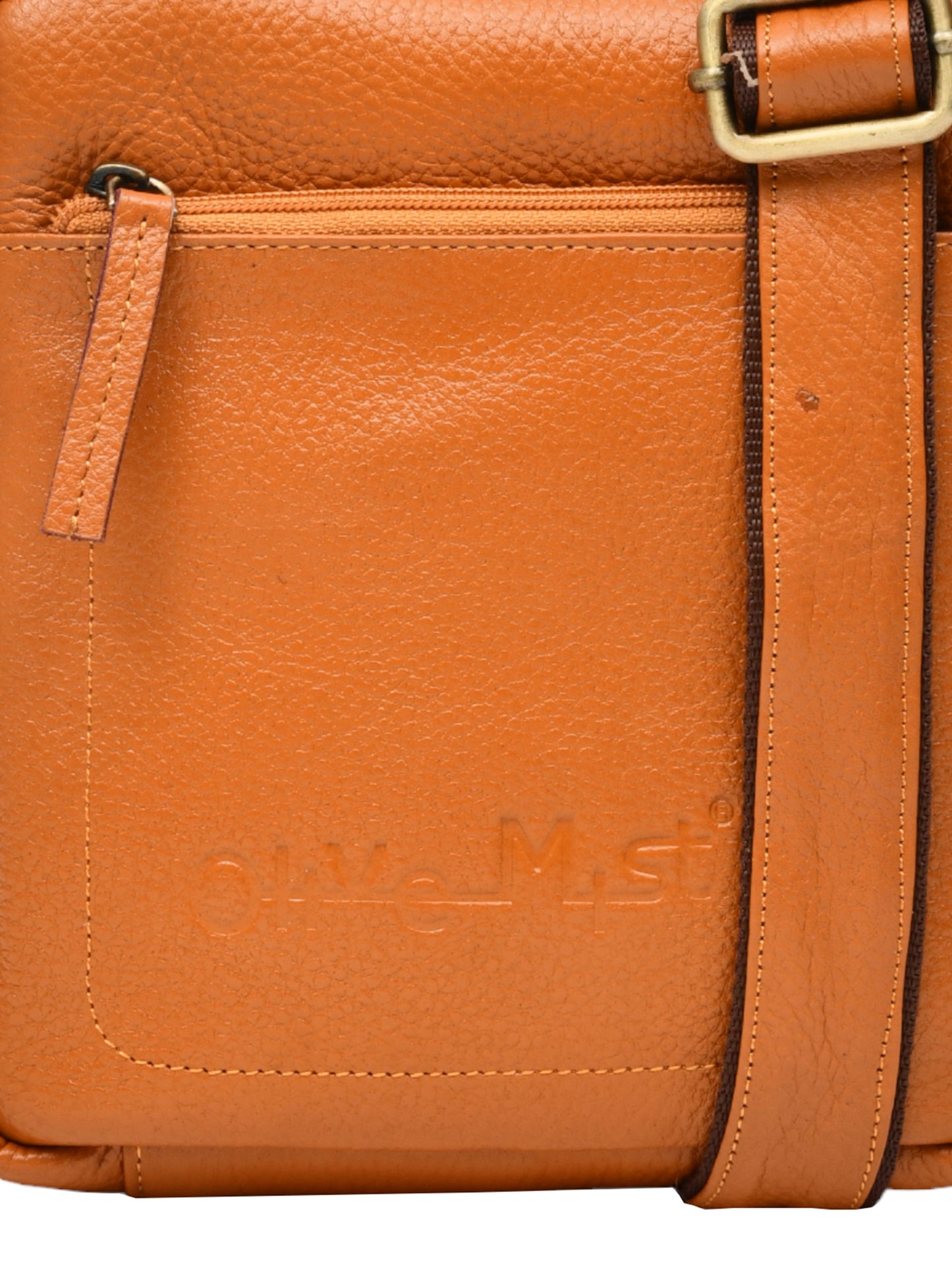 Unisex Mustard Leather Messenger Bag for Travel (OMMB-033-MUSTARD)