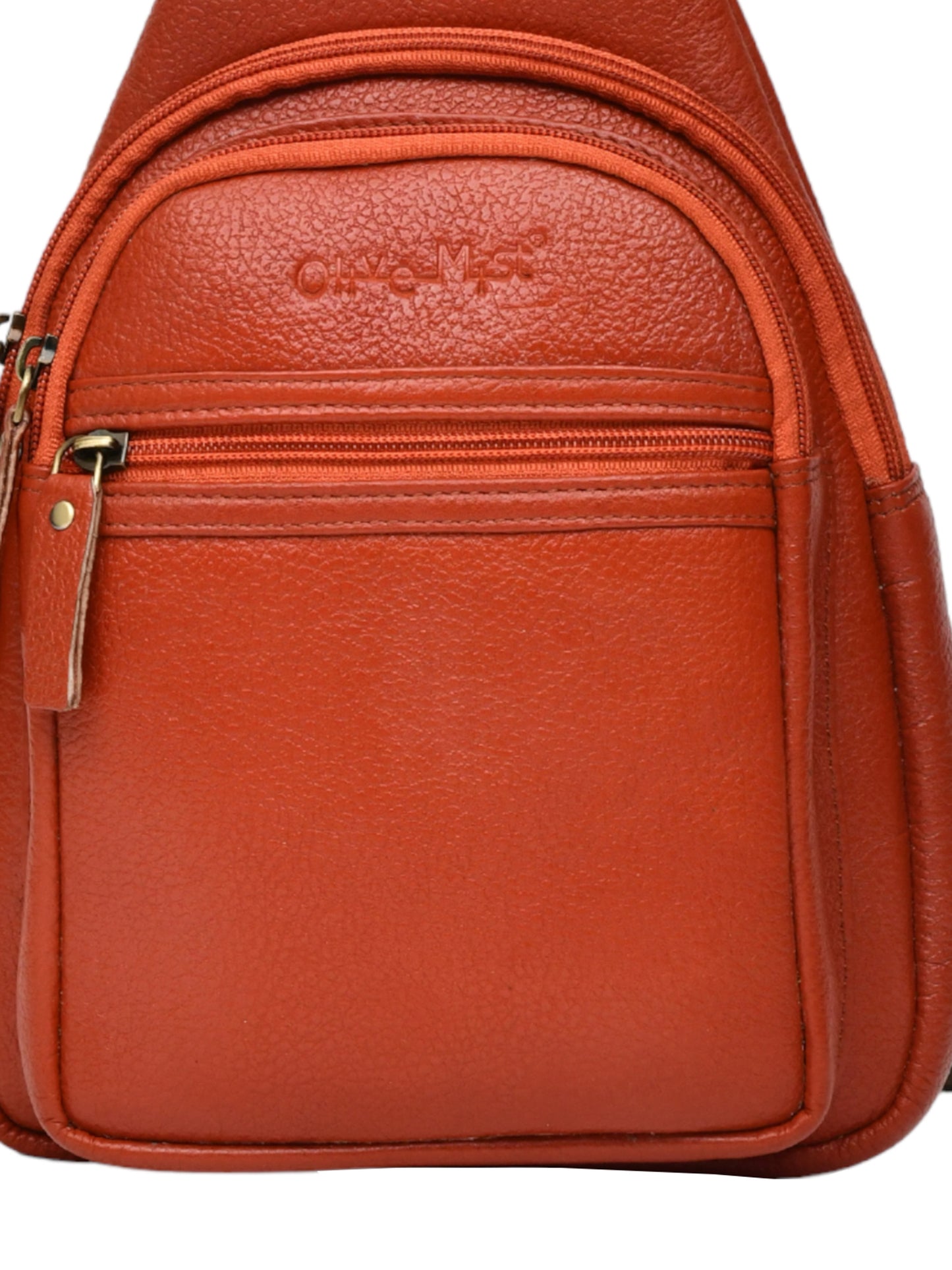 Textured Crossbody Leather Backpack (OMCB-036-TAN)