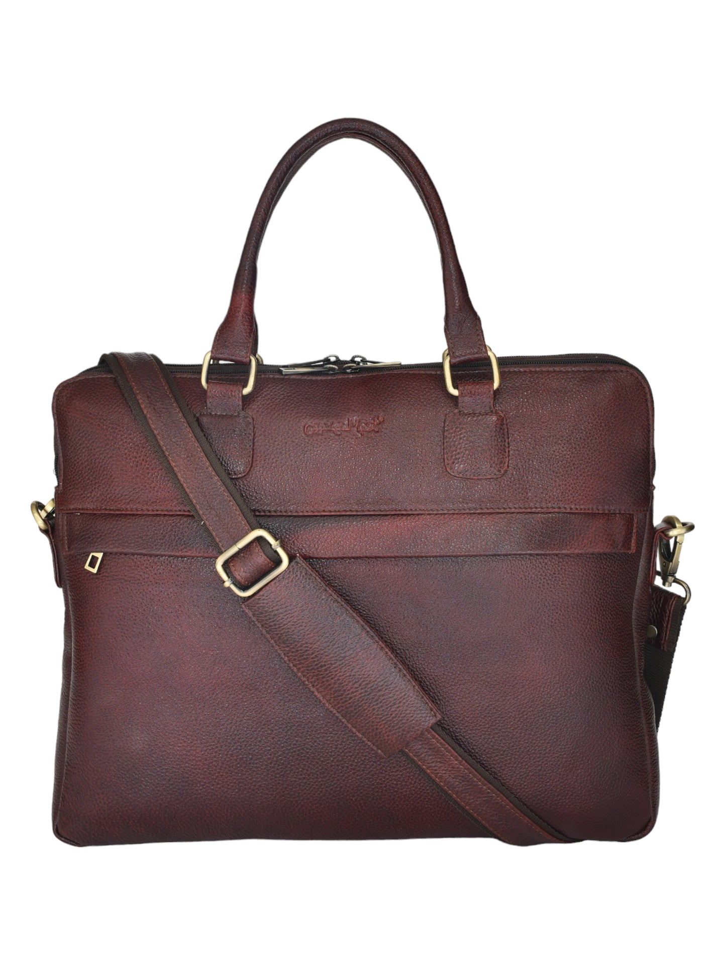 Unisex Brown Solid Leather Laptop Bag 16 Inch (OMLB-029N-B-BROWN)