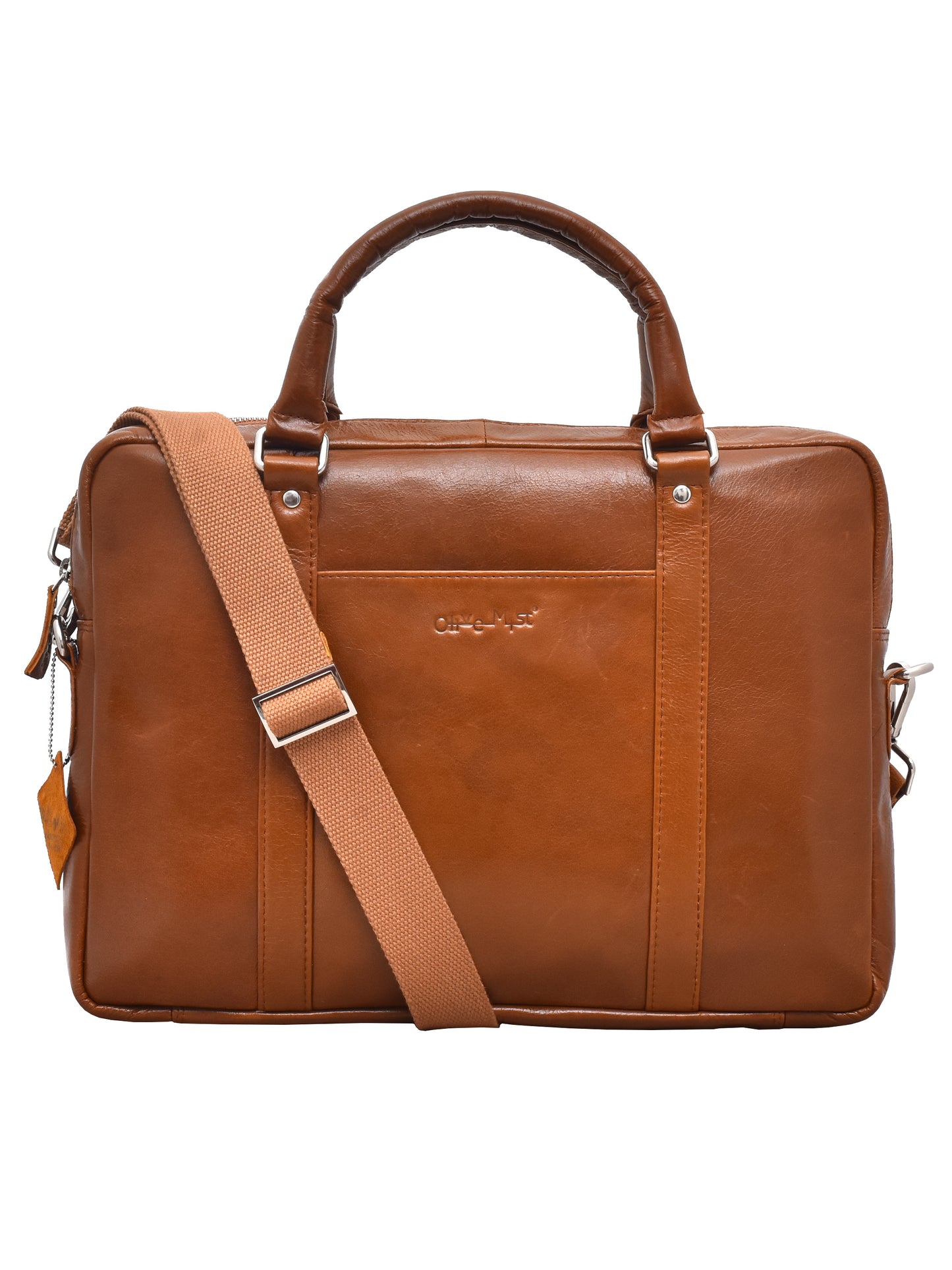 Unisex Genuine Leather Tan Laptop Bag for 16 Inches (OMLB-002-TAN)