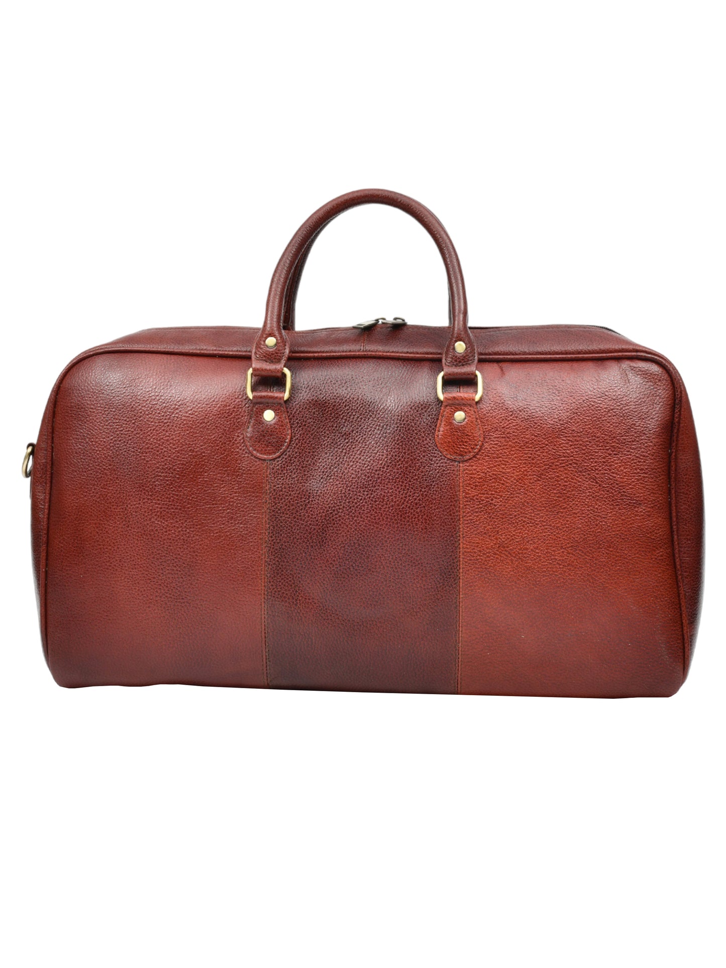 Brown Textured Genuine Leather Duffel Bag Cabin Size (OMDB-030-BROWN)