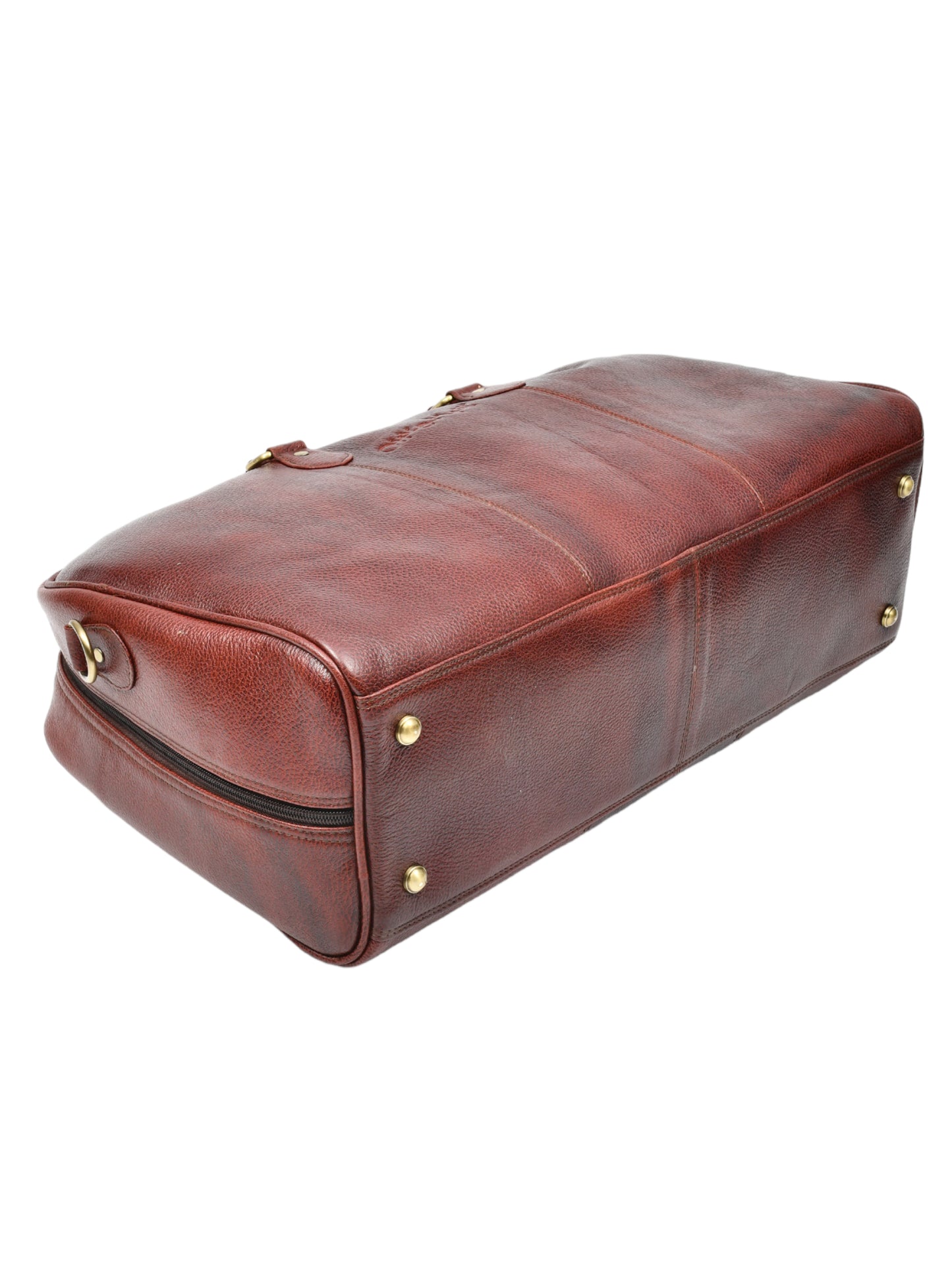 Brown Textured Genuine Leather Duffel Bag Cabin Size (OMDB-030-BROWN)