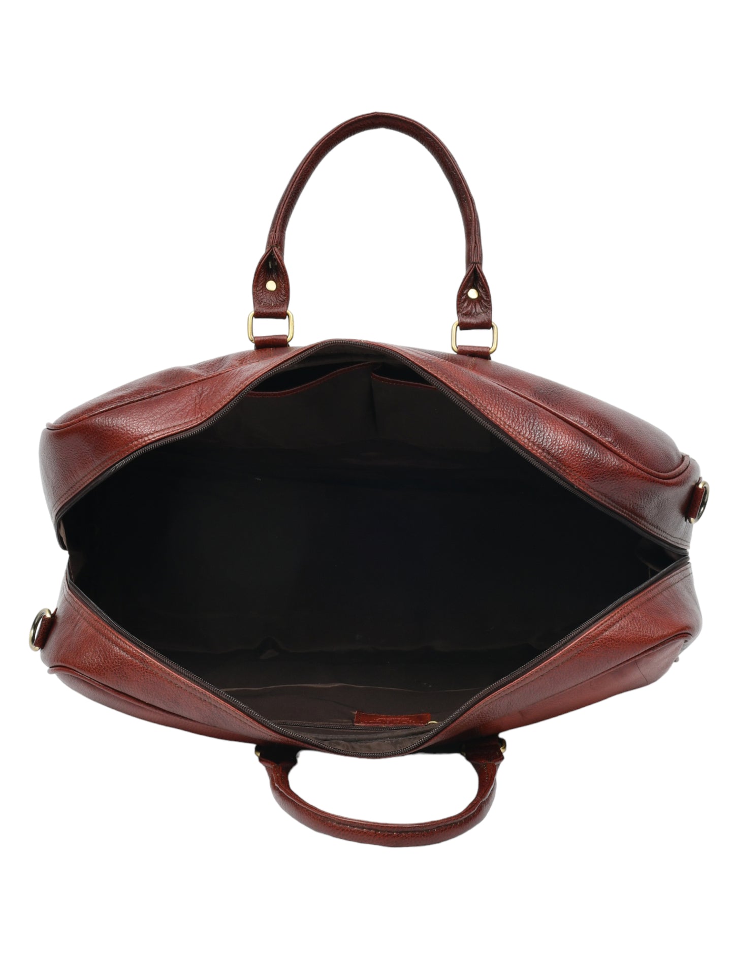 Brown Textured Genuine Leather Duffel Bag Cabin Size (OMDB-030-BROWN)