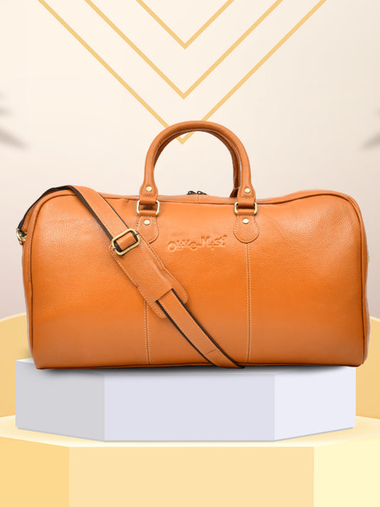 Textured Genuine Leather Duffel Bag (OMDB-030-MUSTARD)