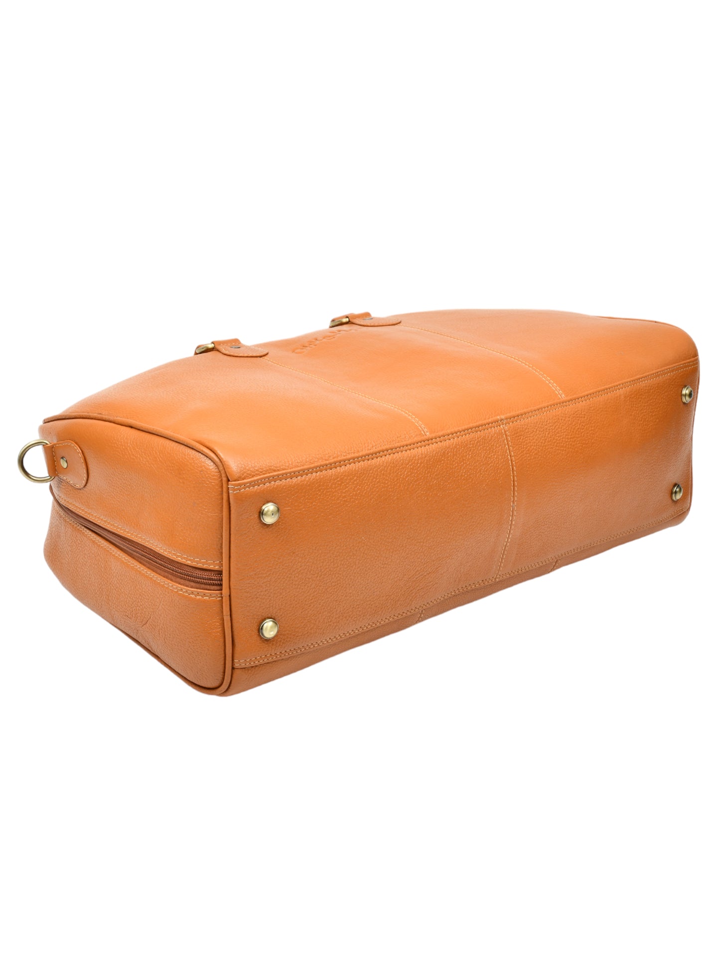 Mustard Textured Genuine Leather Duffel Bag Cabin Size (OMDB-030-MUSTARD)