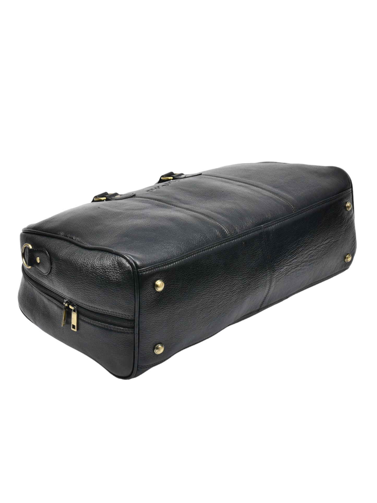 Black Textured Genuine Leather Duffel Bag Cabin Size (OMDB-030-BLACK)