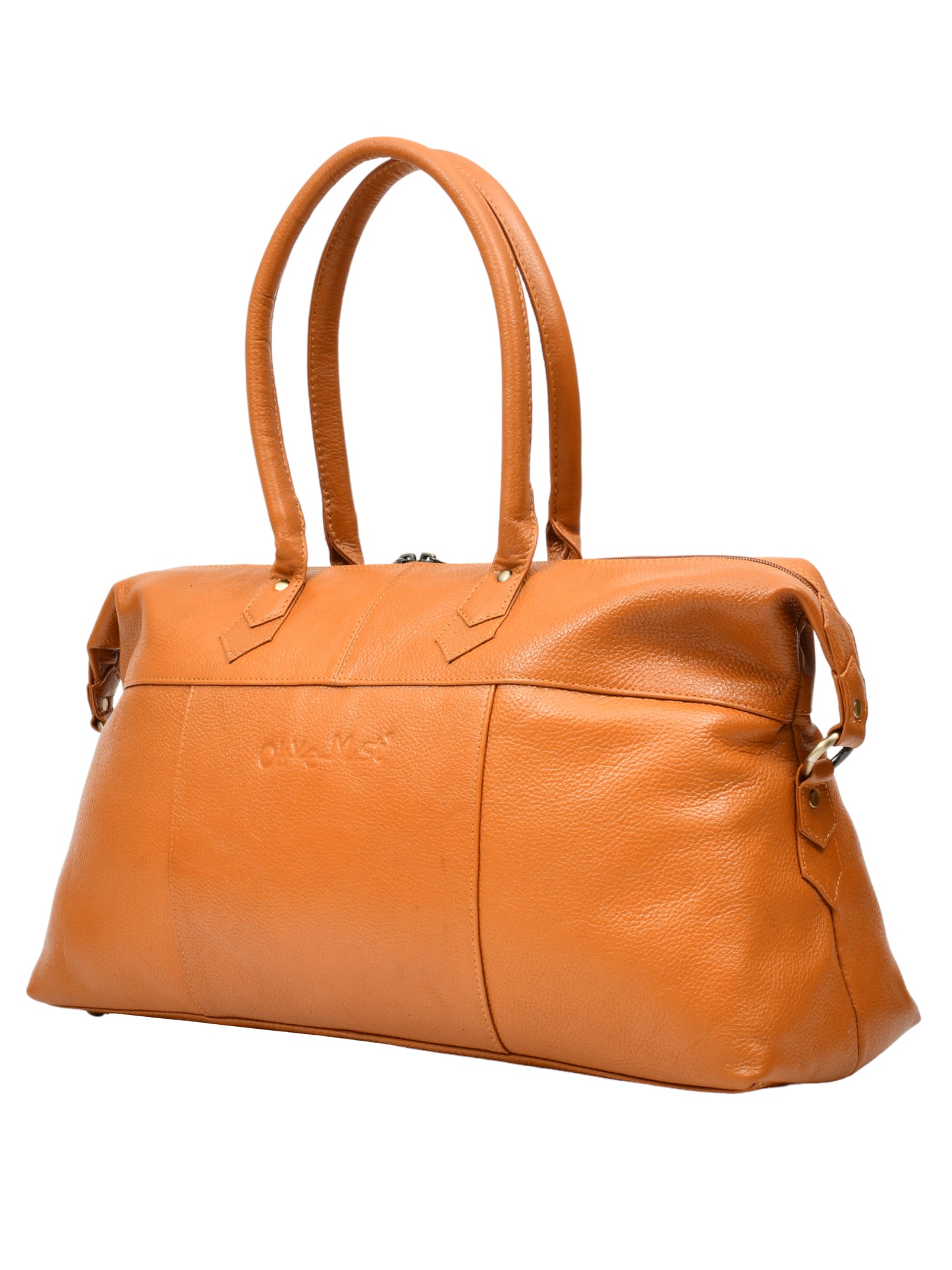 Mustard Textured Genuine Leather Duffel Bag Cabin Size (OMDB-031-MUSTARD)