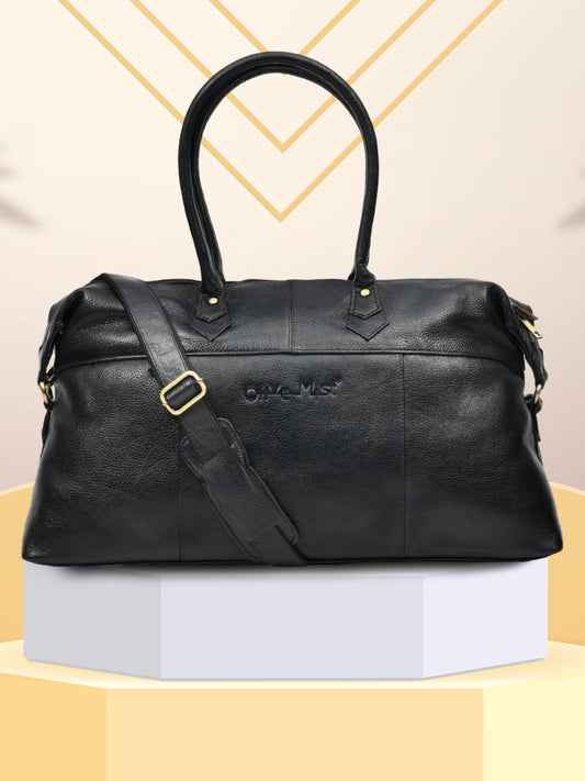 Genuine Leather Duffel Bag (OMDB-031-BLACK)