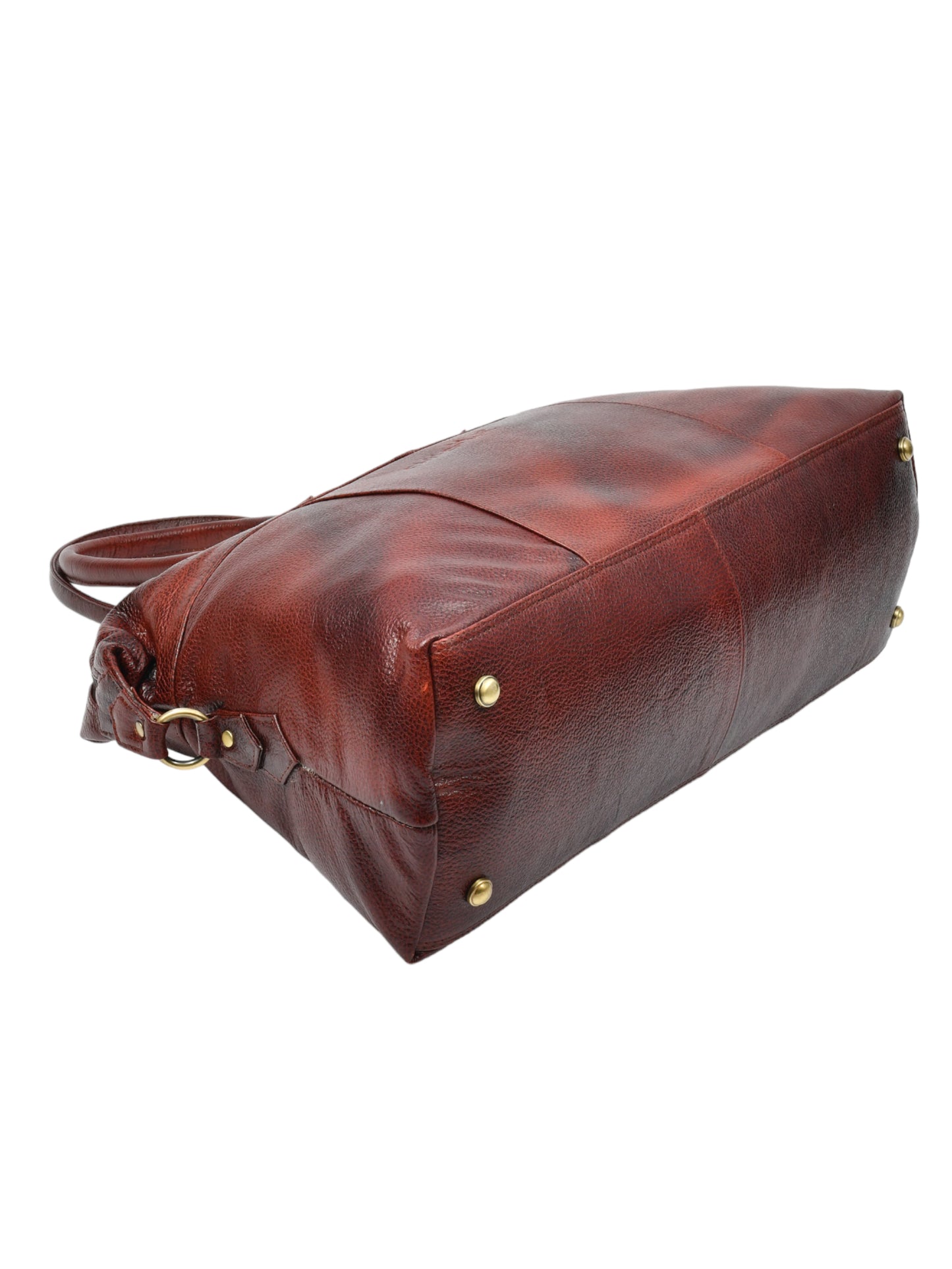 Brown Textured Genuine Leather Duffel Bag Cabin Size (OMDB-031-BROWN)