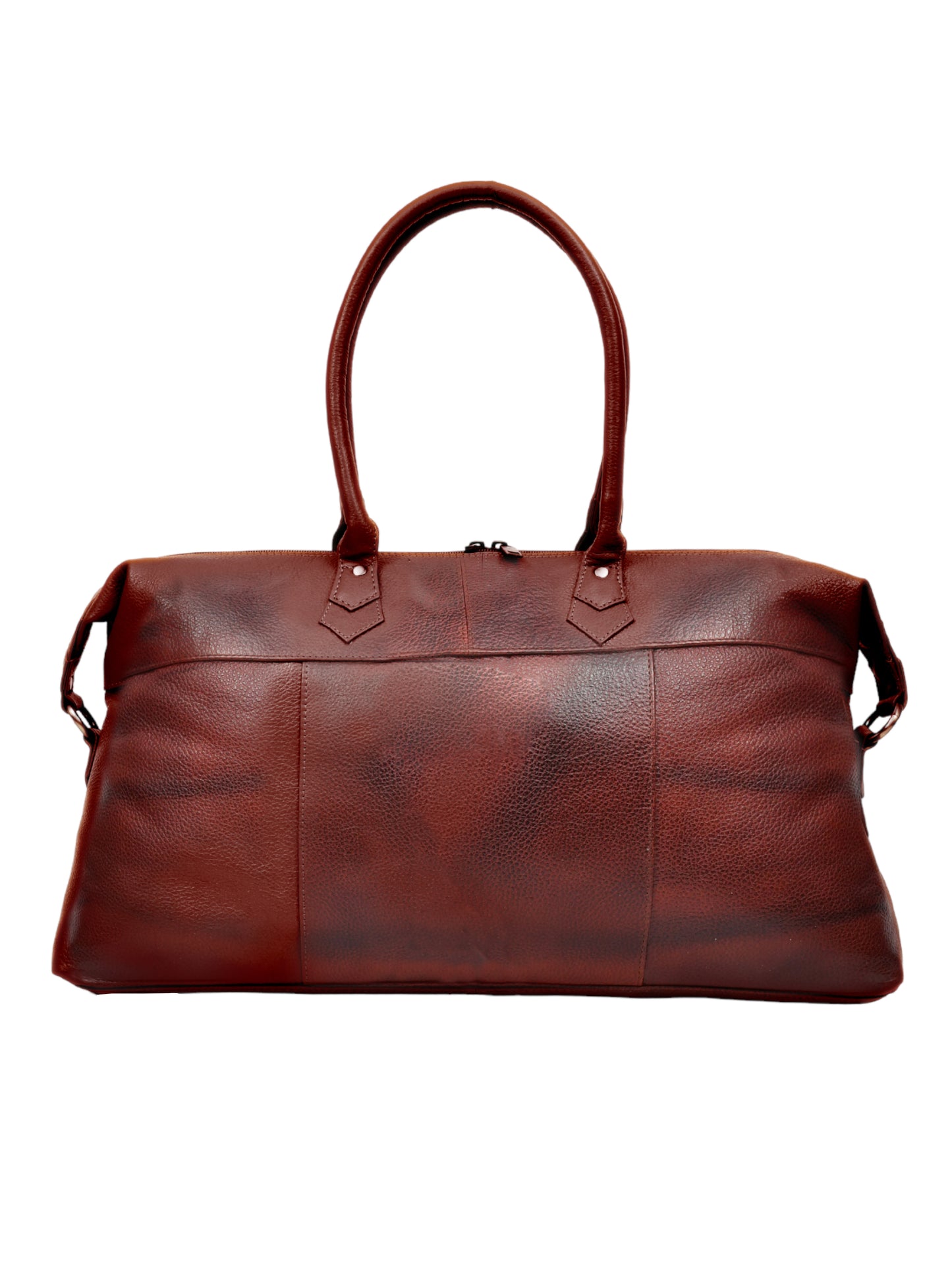 Brown Textured Genuine Leather Duffel Bag Cabin Size (OMDB-031-BROWN)