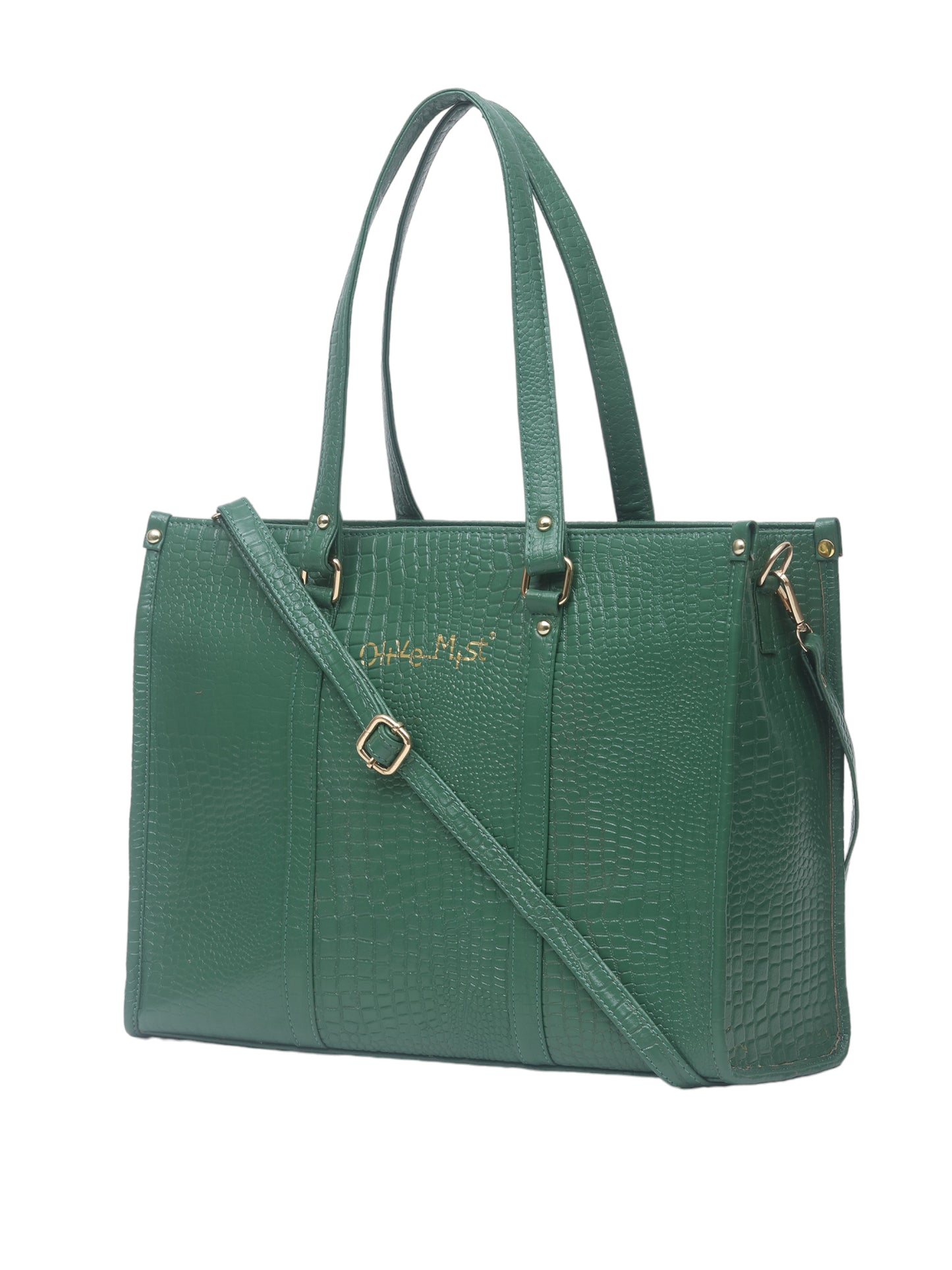 Women Textured Leather 16 Inch Laptop Handheld Bag (OMLBW-002C-GREEN)