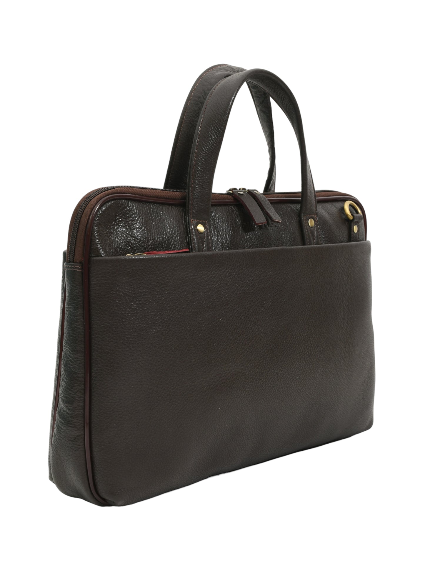 Unisex Genuine Leather Chocolate 16 Inch Laptop Bag (OMLB-027N-C-BROWN)