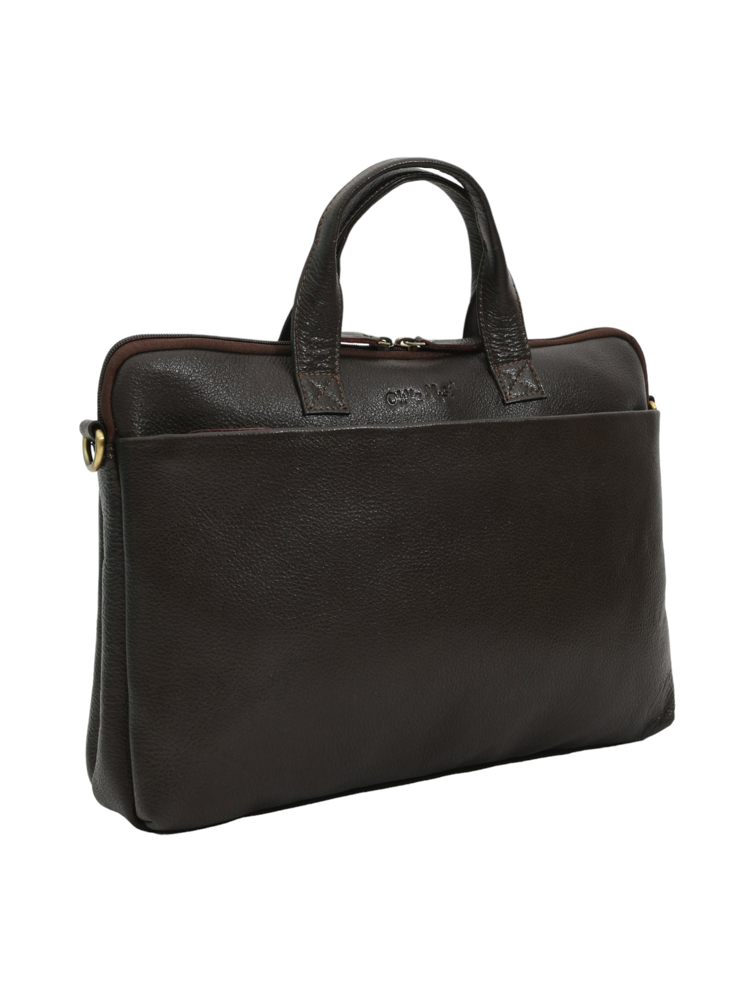 Unisex Genuine Leather Chocolate 16 Inch Laptop Bag (OMLB-025N-C-BROWN)