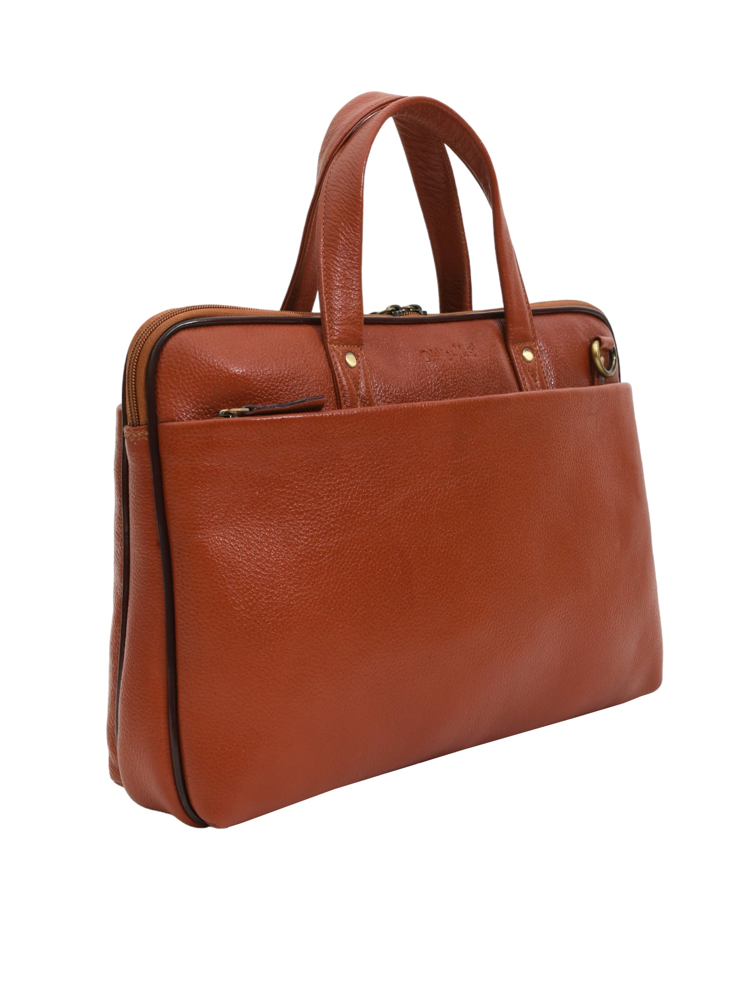 Unisex Genuine Leather Tan 16 Inch Laptop Bag (OMLB-027N-TAN)