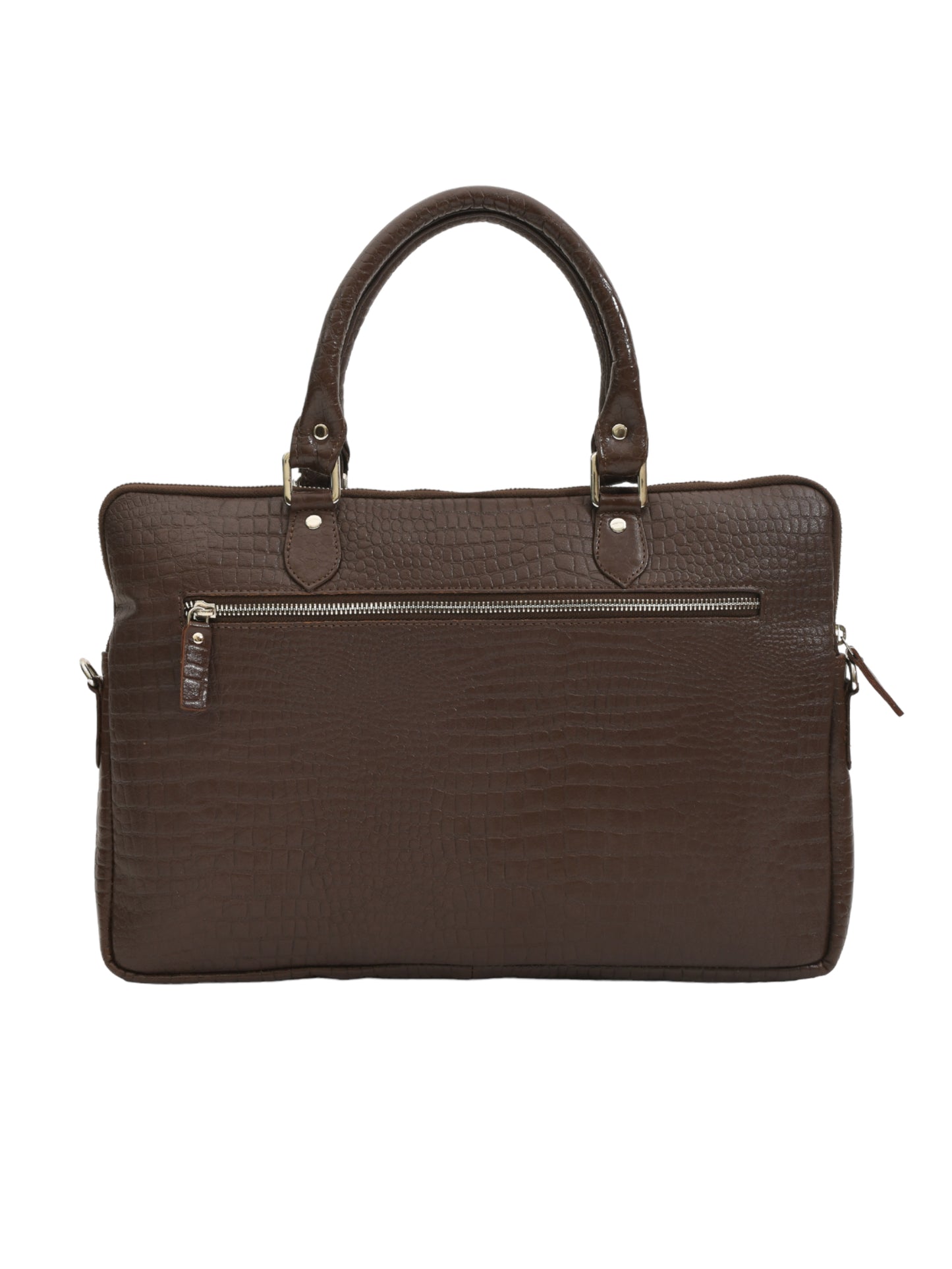 Unisex Genuine Leather Brown Croco Textured Laptop Bag 16 Inches (OMLB-001-C-BROWN)